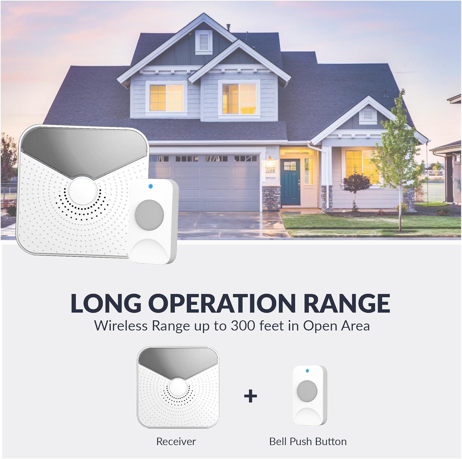 Newhouse Hardware Battery-Operated Wireless Chime with Flashing LED Light for Hearing Impaired