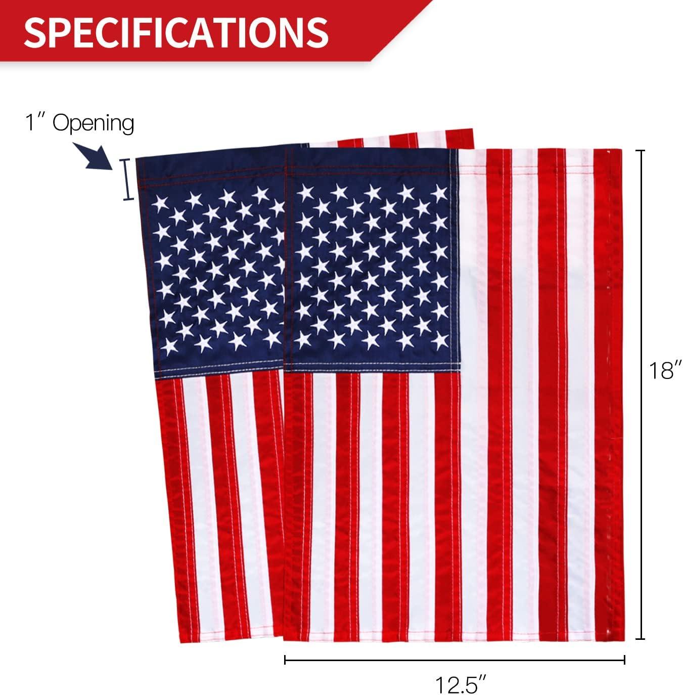 Anley American Garden Flag Embroidered Stars , United States Yard Flags USA Flags - 18 x 12.5 Inch