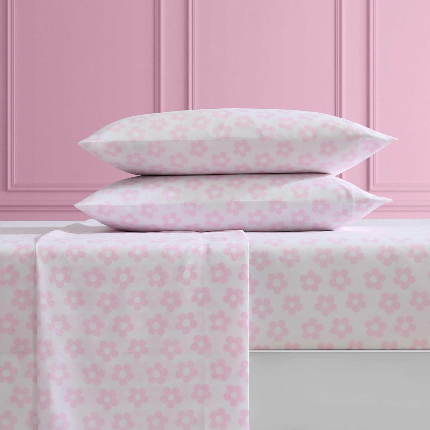 Betsey Johnson Retro Daisy Pink King Sheet Set