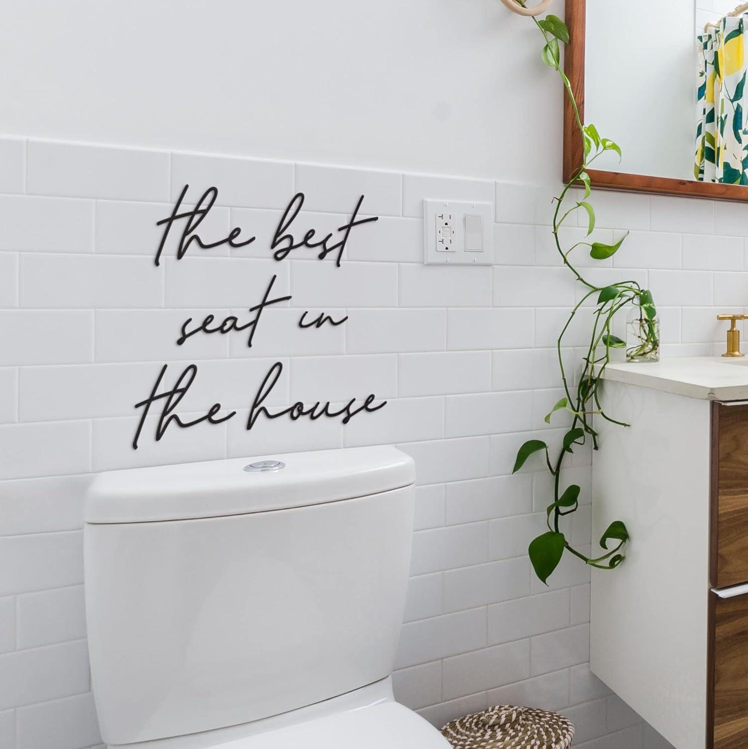 Vivegate The Best Seat In The House Bathroom Metal Wall Decor - 16"X16" Black Modern Please Seat Yourself Metal bathroom sign For Hanging Home Please Seat Yourself Wall Décor (BESTSEAT)