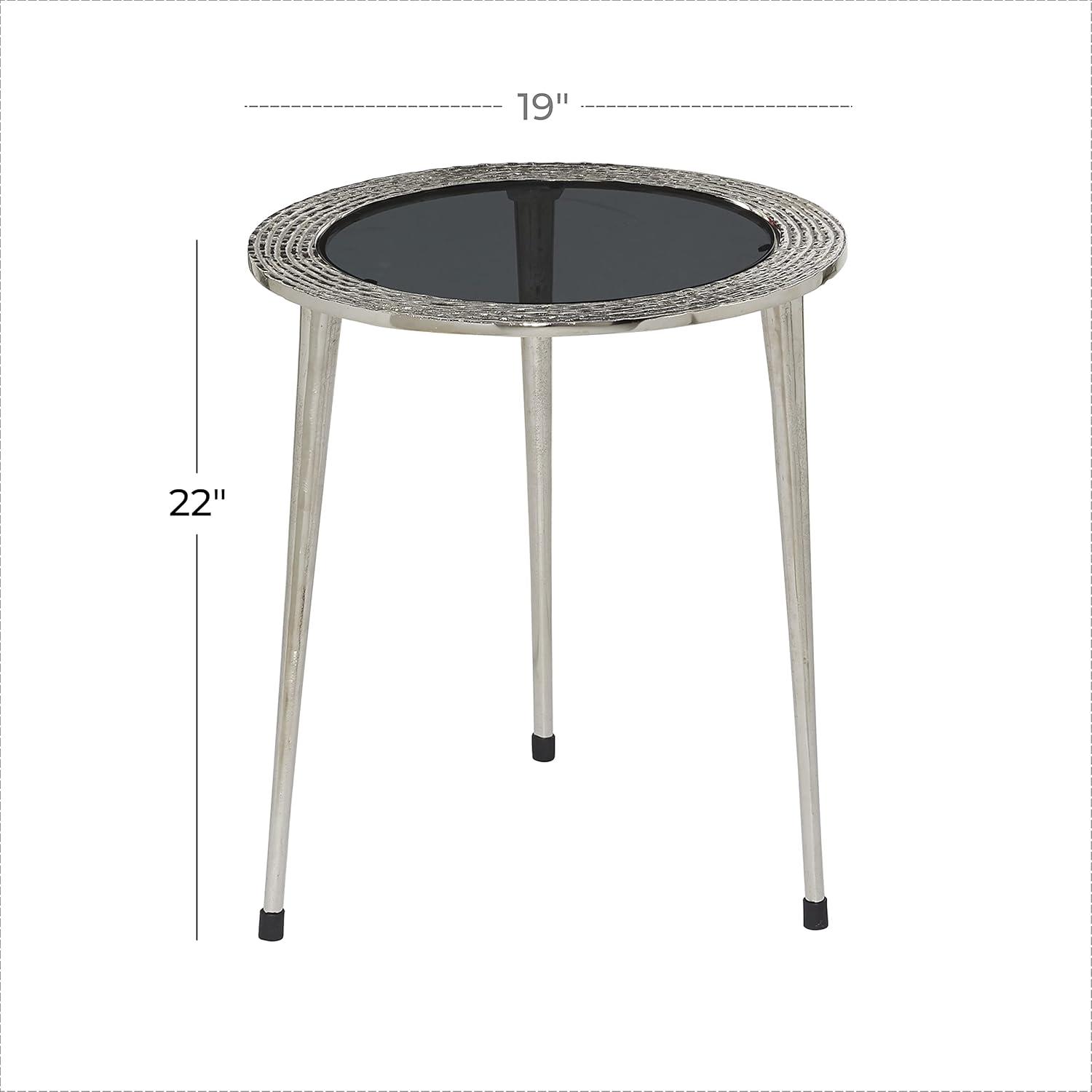 DecMode 22" x 19" Silver Aluminum Contemporary Accent Table