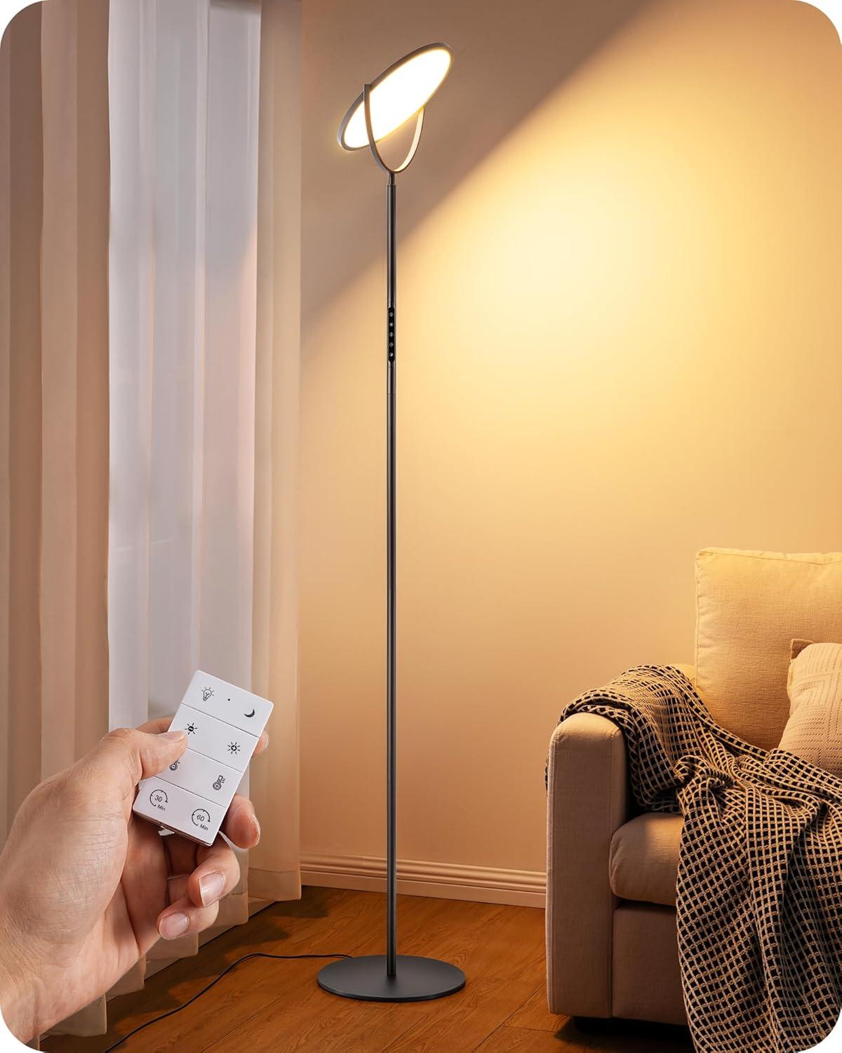 76'' Black Dimmable LED Floor Lamp with Remote