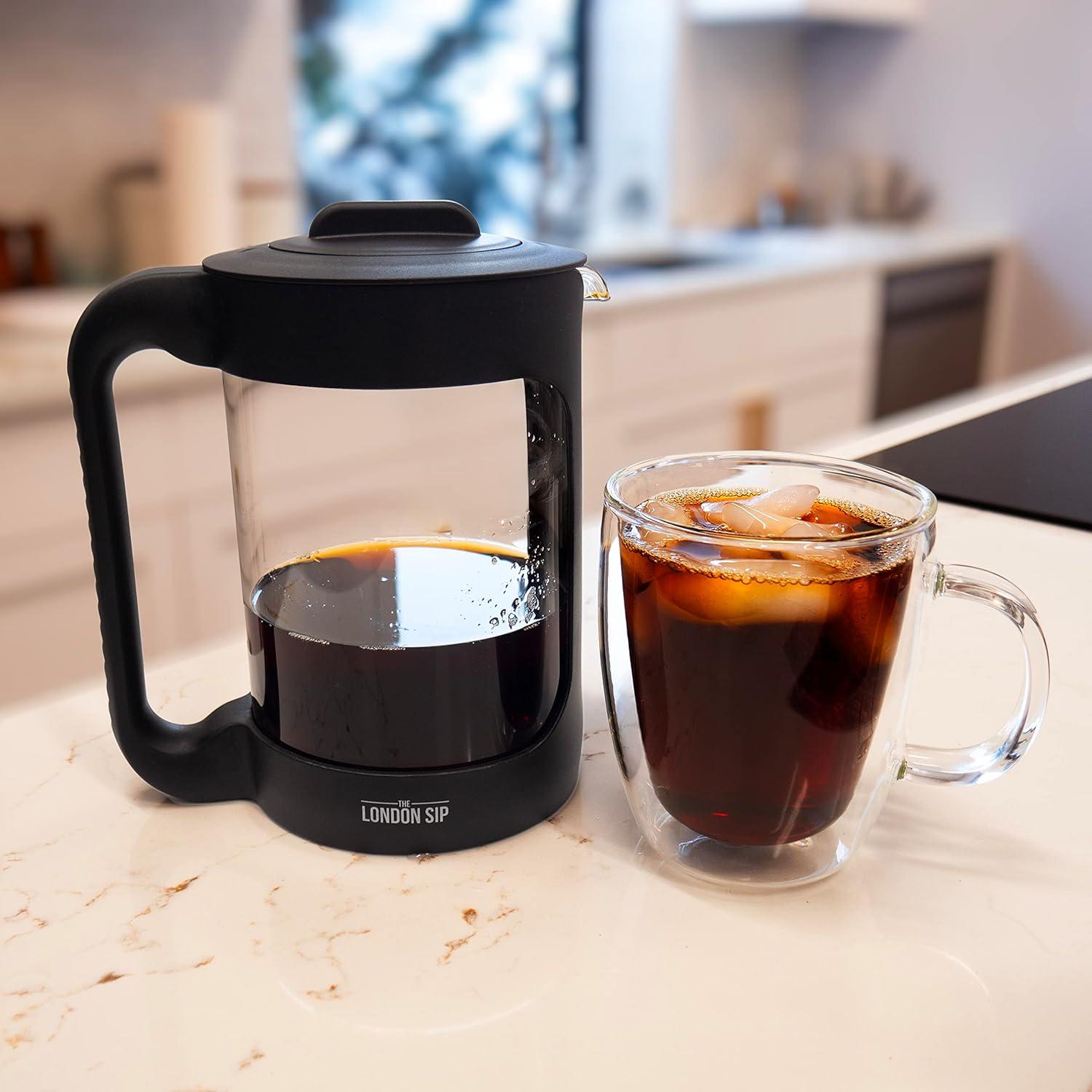 London Sip 1500ml Black Borosilicate Glass Cold Brew Coffee Maker