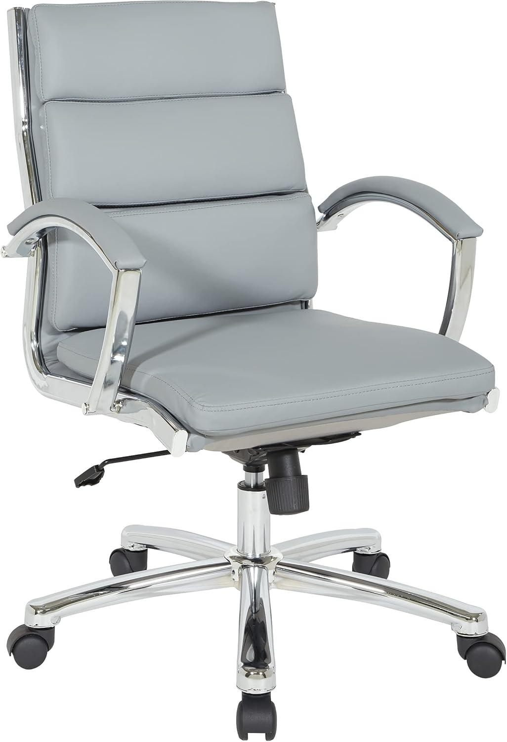 Executive Mid-Back Charcoal Grey Faux Leather Swivel Chair