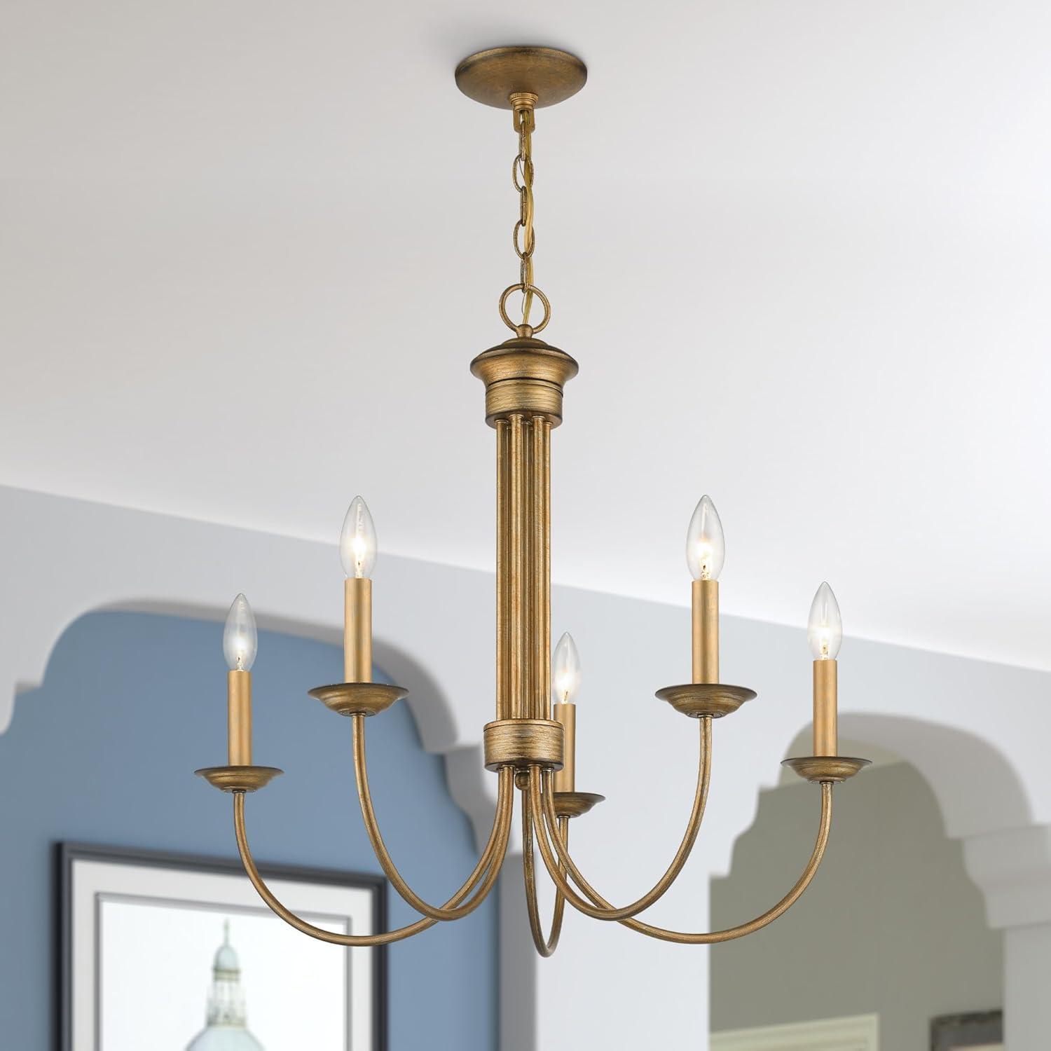 Estate Bronze 5-Light Classical Chandelier with Candelabra Base