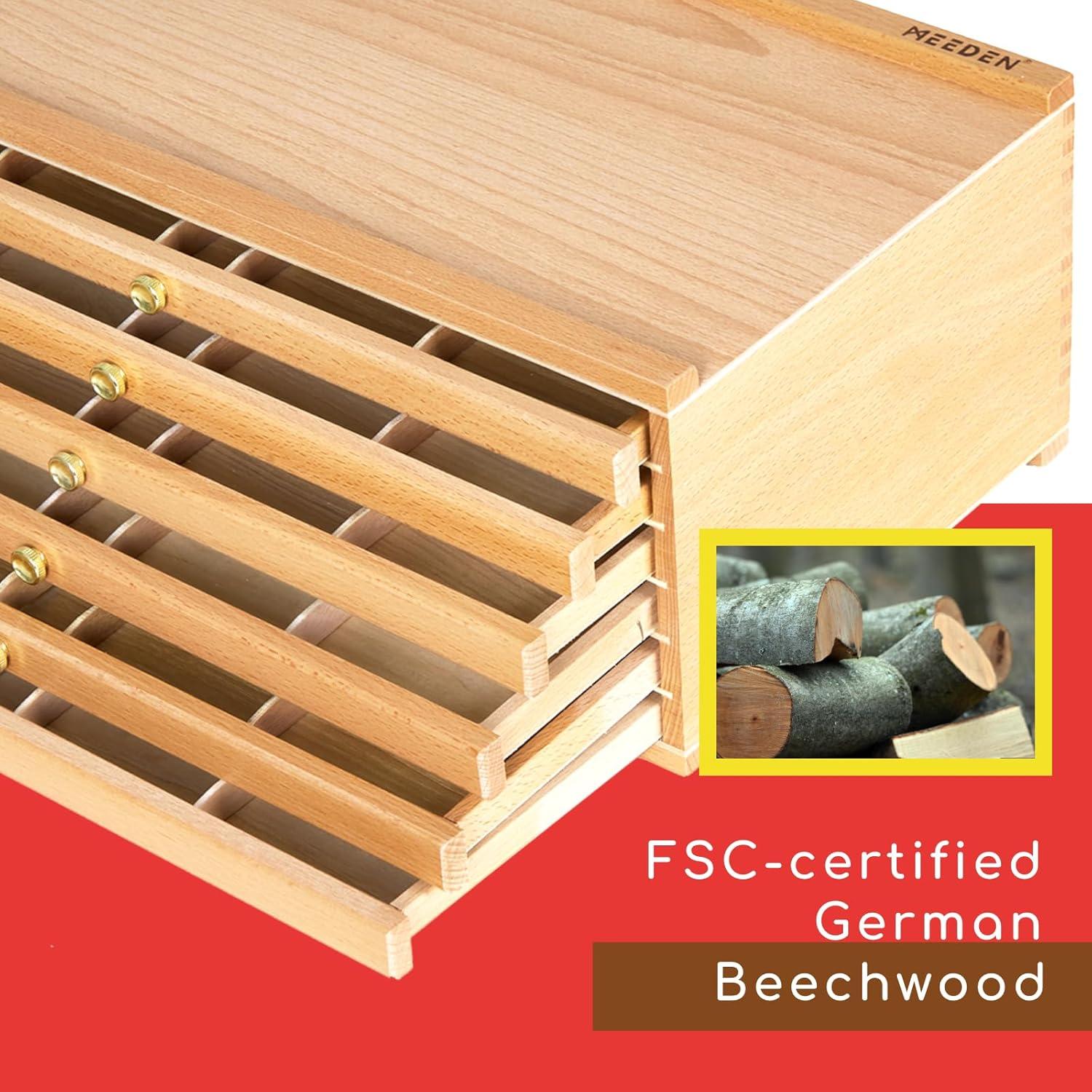 Large Beechwood 10-Drawer Art Supply Storage Box