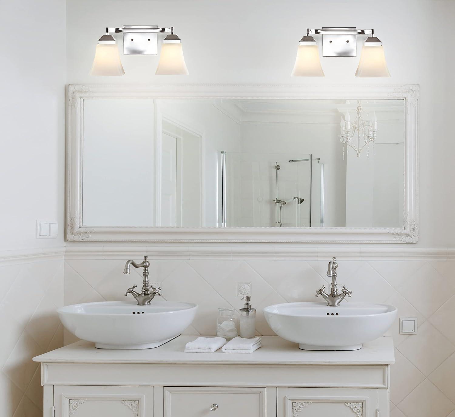 Staunton Chrome 2-Light LED Vanity Light with Glass Shades