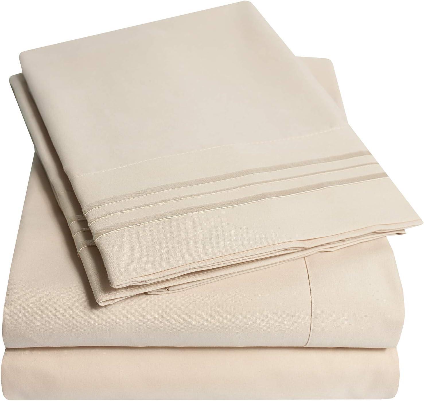 King Ivory Embroidered Deep Pocket Cotton Microfiber Sheet Set