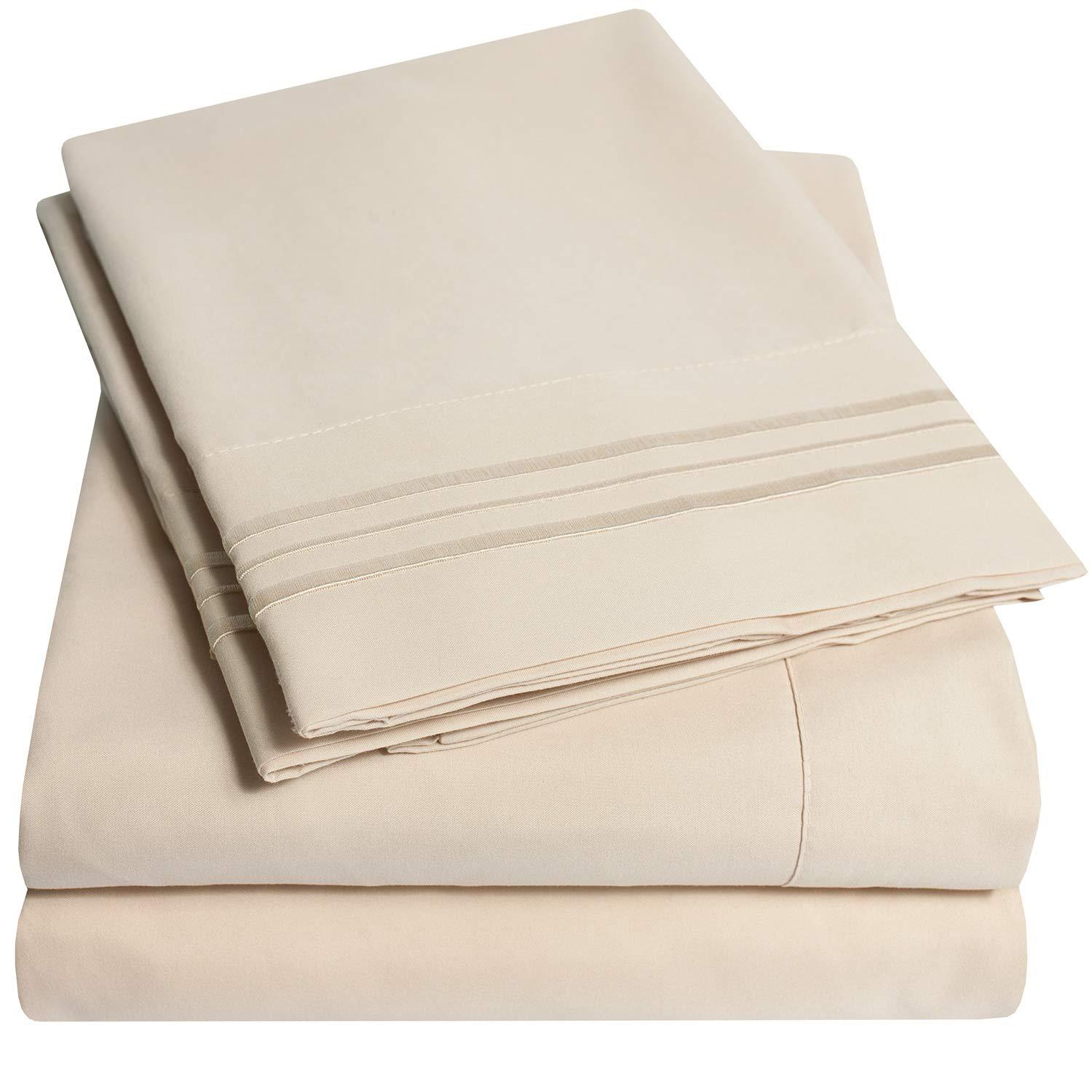 1500 Supreme Collection Twin XL Sheet Sets Gray - 3 Piece Bed Sheets and Pillowcase Set for Twin XL Mattress - Extra Soft, Elastic Corner Straps, Deep Pocket Sheets, Twin XL Gray
