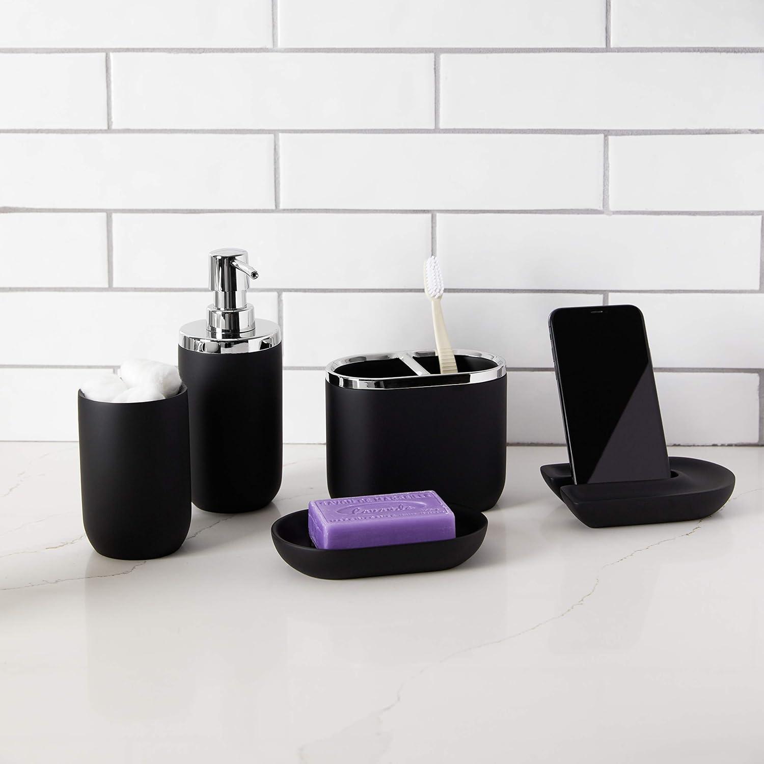 Junip Black and Chrome Modern Toothbrush Holder