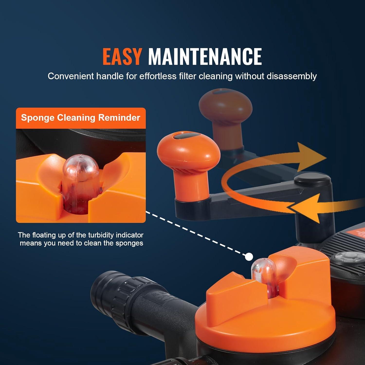 KFFKFF Biological Pressure Pond Filter, Suitable for 3200 Gallons, Equipped with 13W UV-C Lamp, 2630 GPH, Pressurized Pond Filtration System Equipment for Fountain Pool