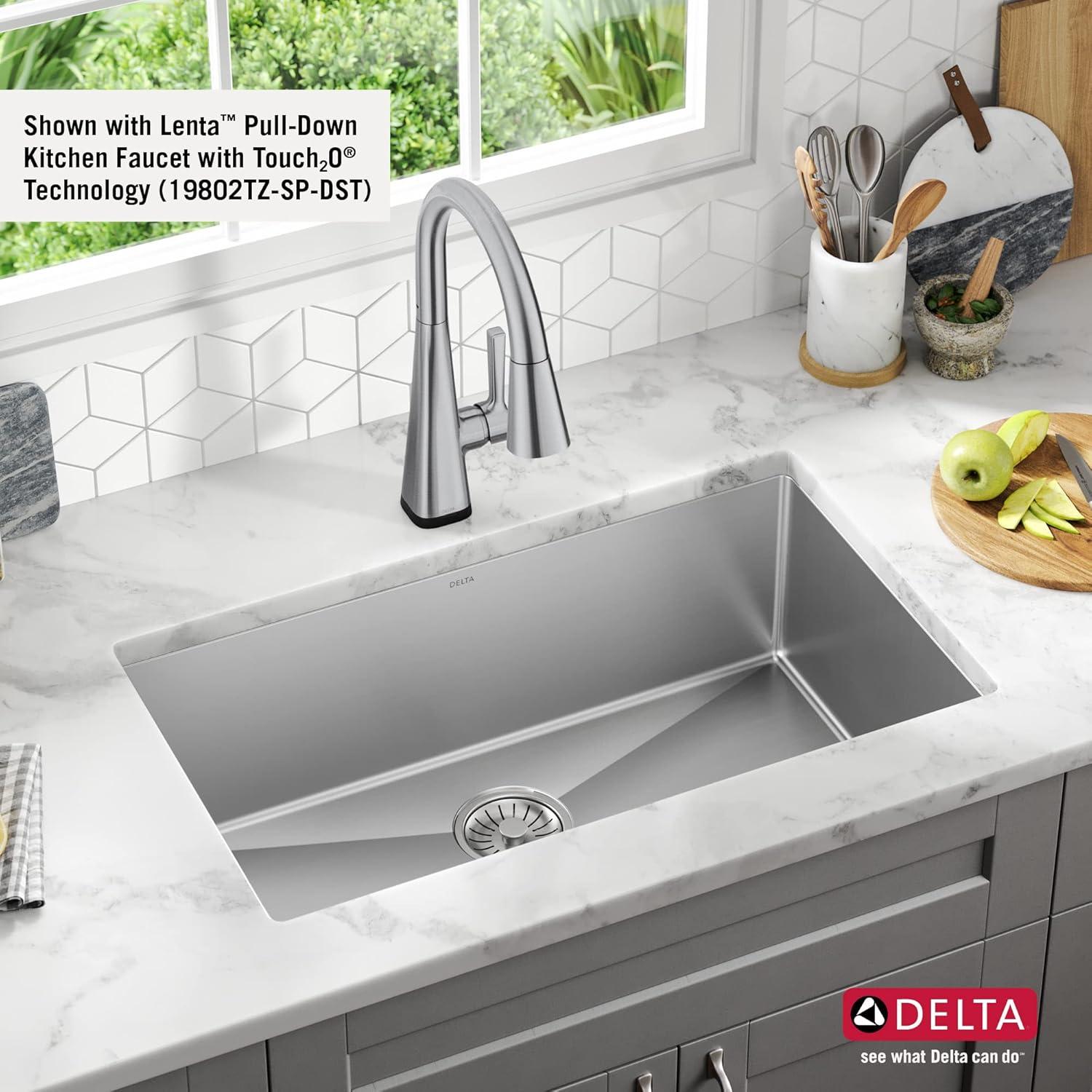 Delta Lenta™ Undermount 16 Gauge Stainless Steel Single Bowl Kitchen Sink with Accessories