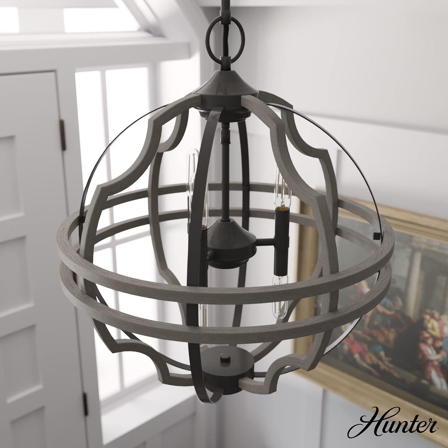 Hunter 19.25 inch Stone Creek Noble Bronze and White Washed Oak 6 Light Pendant Ceiling Light Fixture