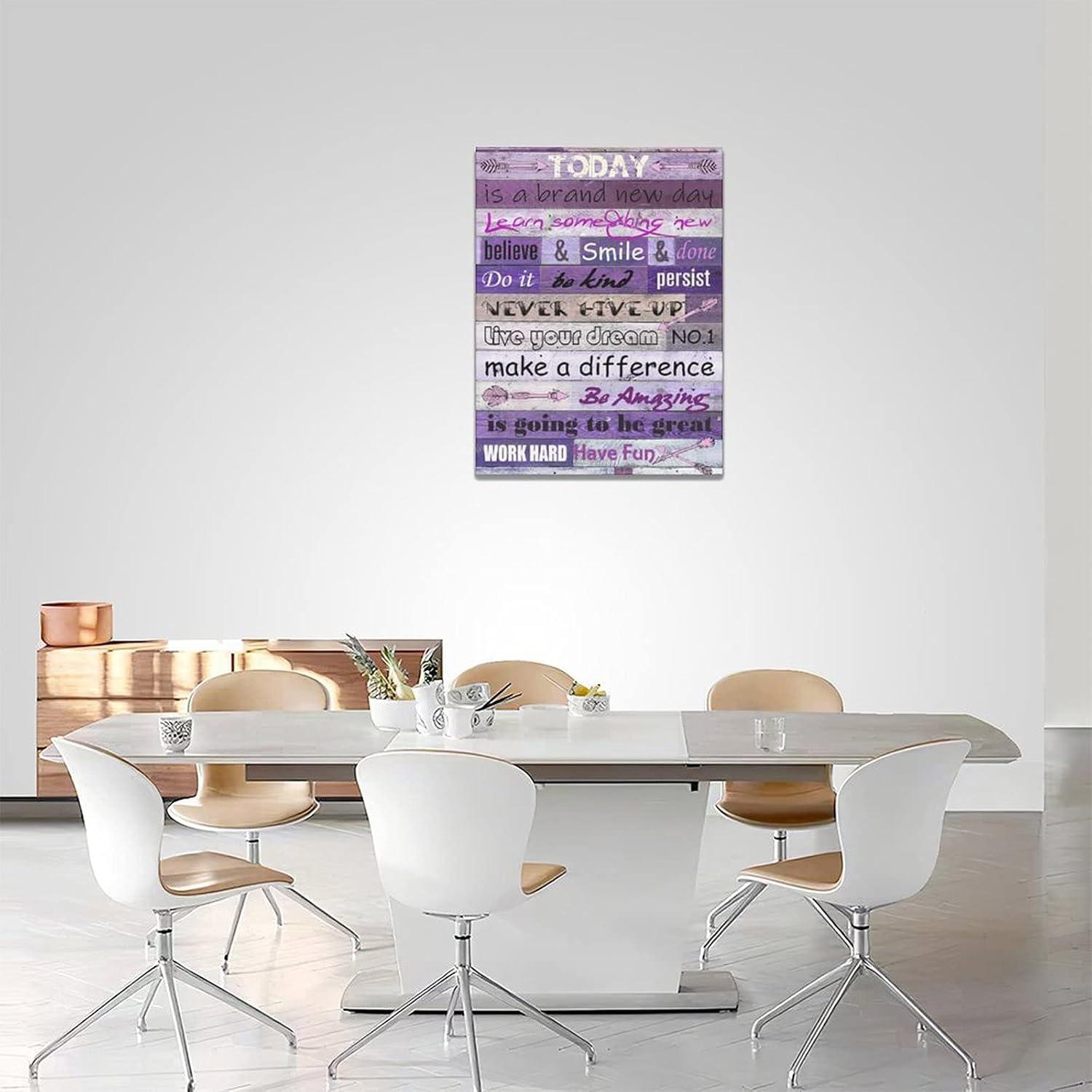 Purple Motivational Quote Canvas Wall Art with Wood Frame