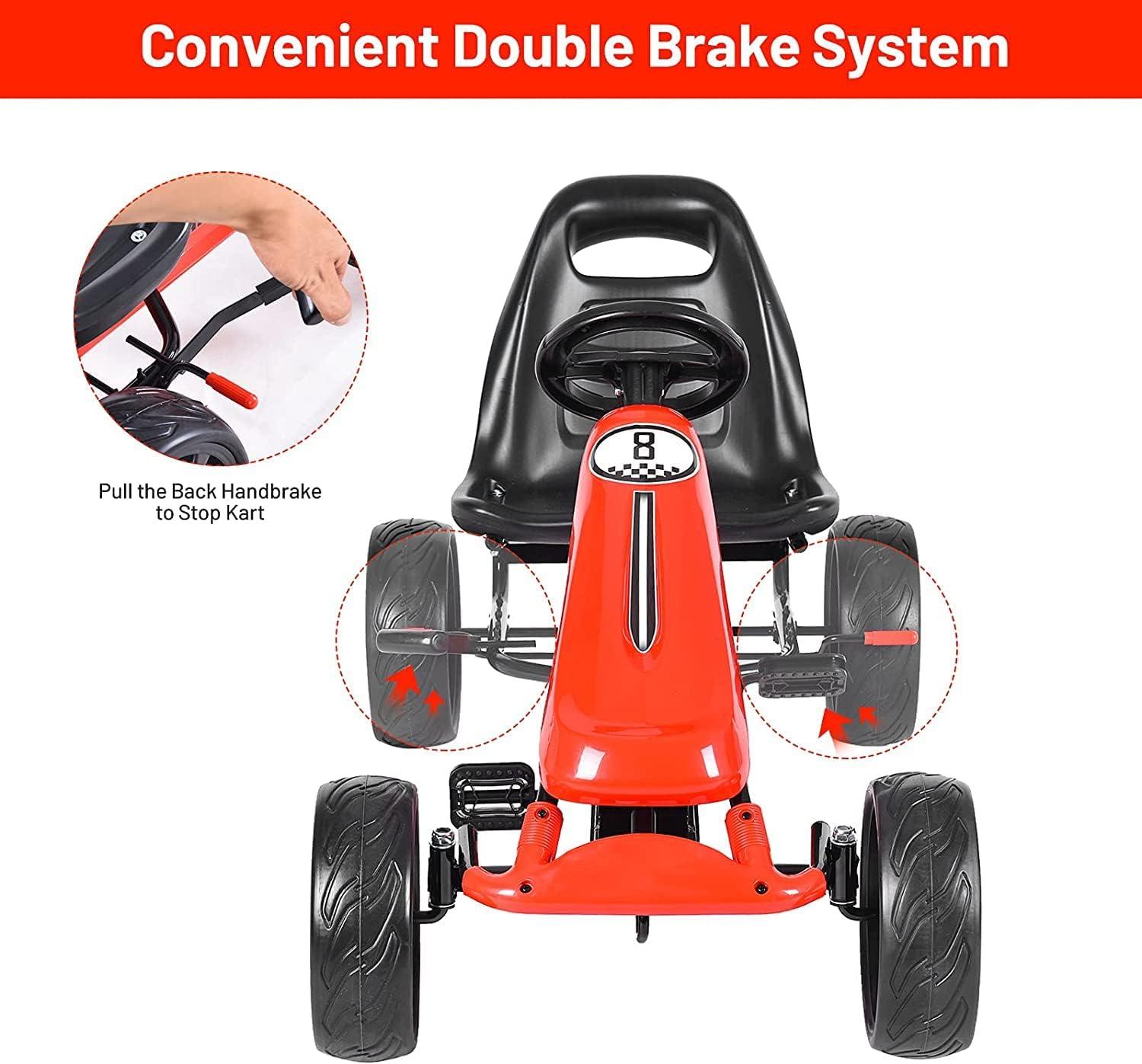 Costway Xmas Gift Go Kart Kids Ride On Car Pedal Powered Car 4 Wheel Racer Toy Stealth Outdoor Red