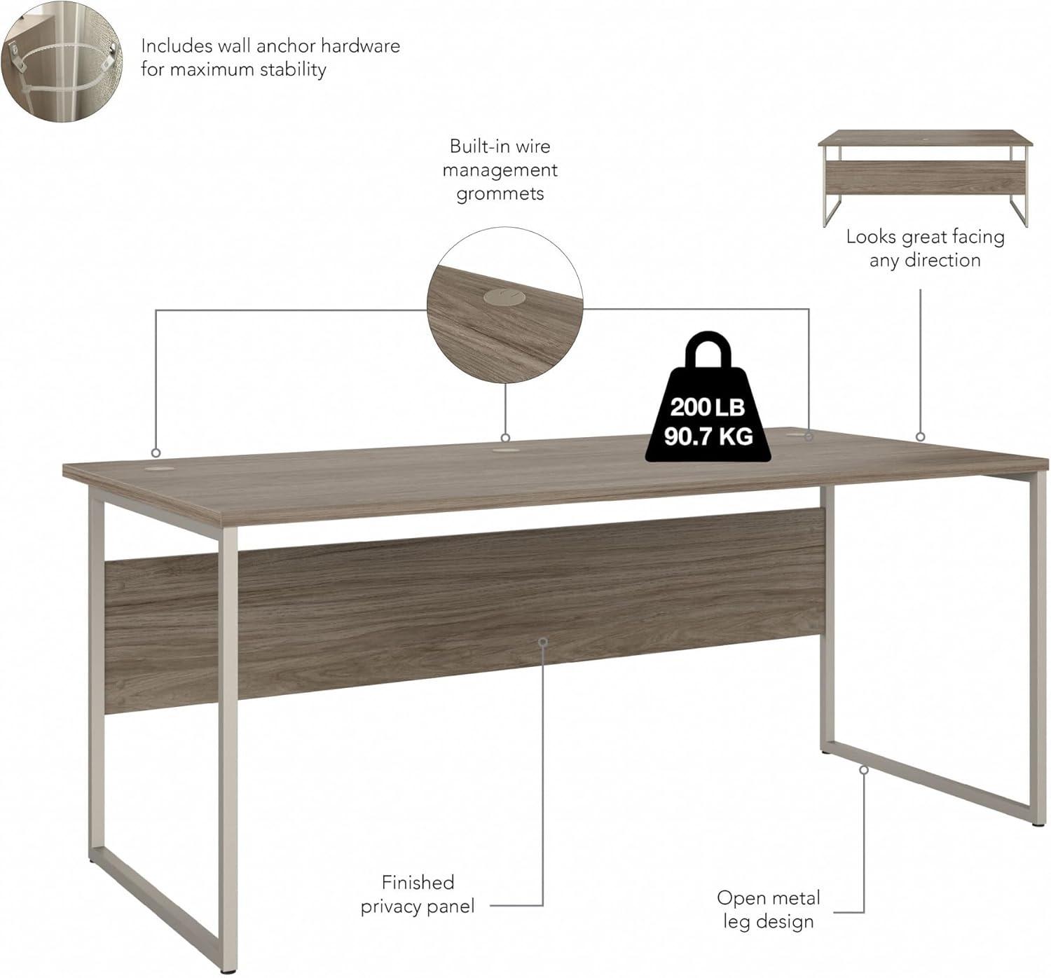 Hybrid 72W x 36D Computer Table Desk in Modern Hickory - Engineered Wood