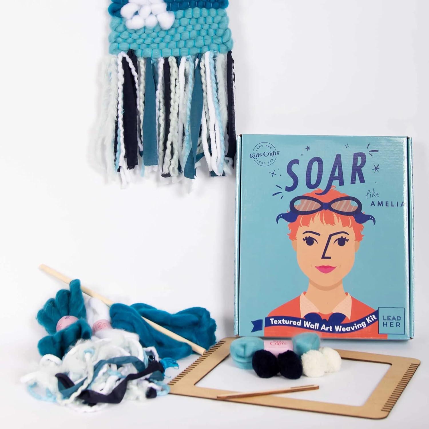 LeadHER: SOAR like Amelia Weaving Loom Craft Kit - Kids Crafts: DIY Art Kit for Kids, Includes Paint, Beads & Needle
