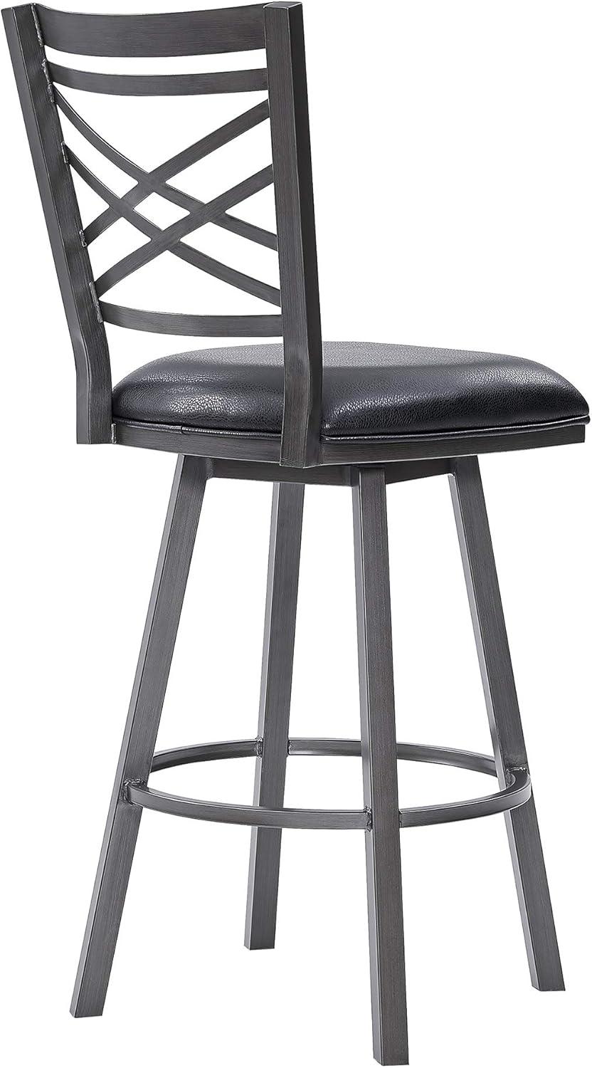 Fargo Black Metal Swivel Bar Stool with Cross Back