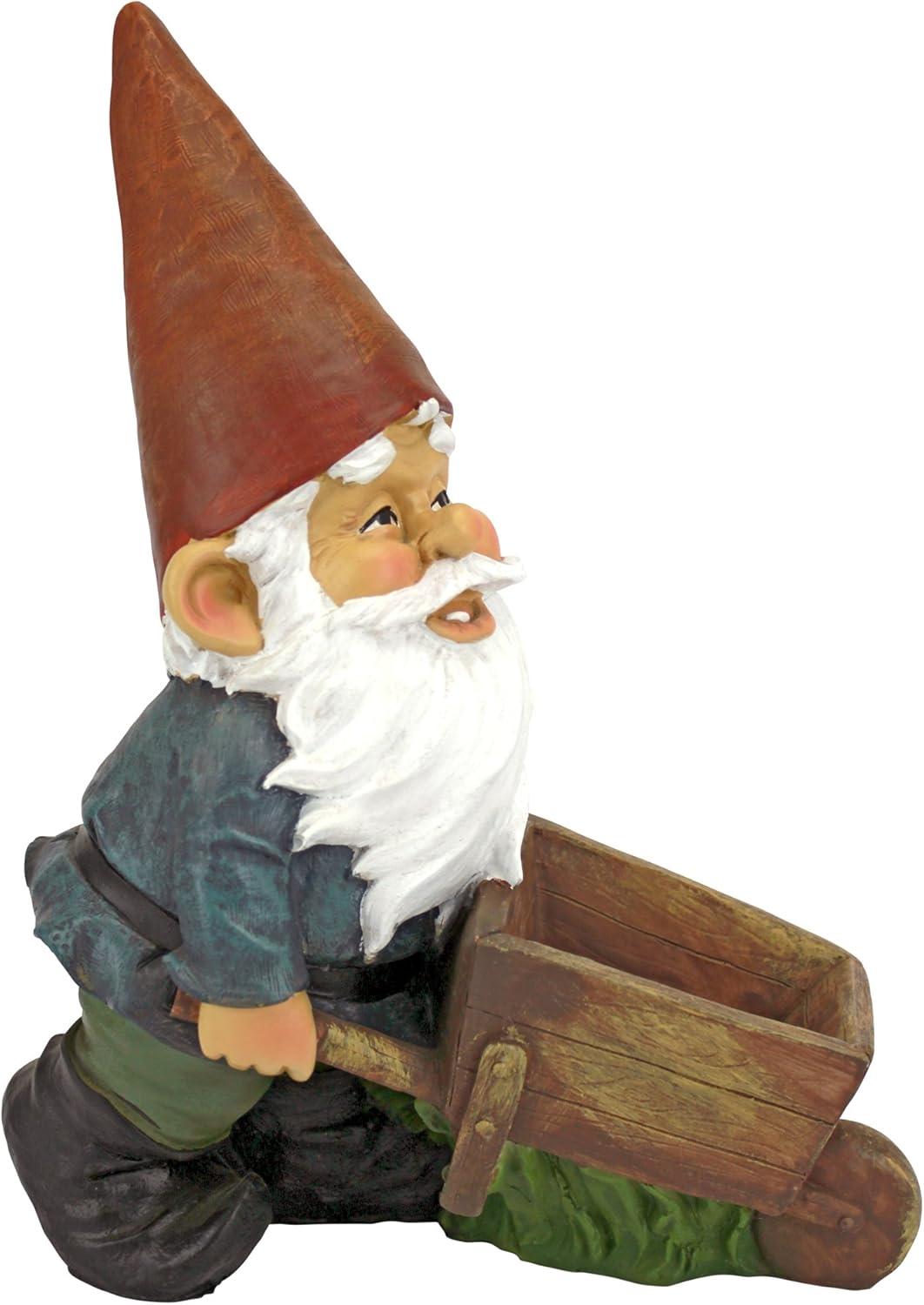 Wheelbarrow Willie Garden Gnome Statue