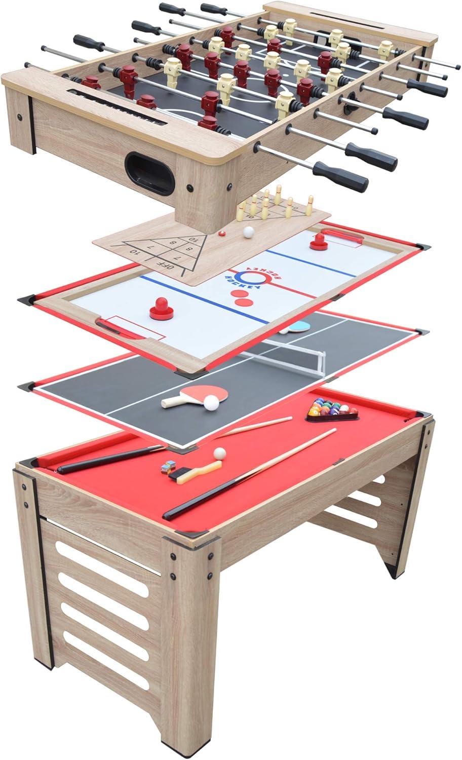 Hathaway Games Madison Multi Game Table with Foosball, Glide Hockey, Table Tennis, Billiards, Shuffleboard and Bowling