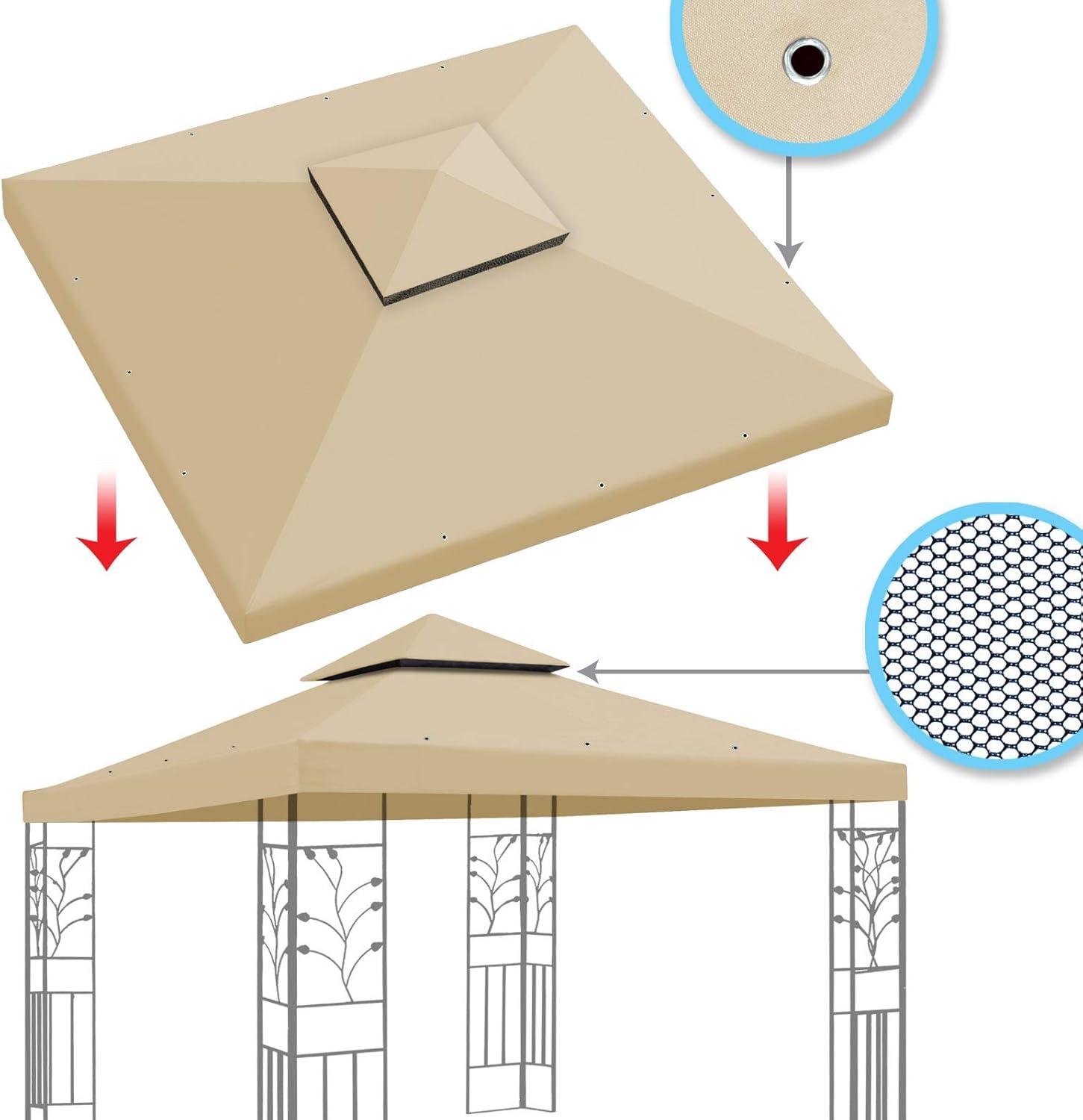 Sunny Replacement Canopy Top Cover for 10'X10' Gazebo Polyester Double Tiers for Outdoor Garden Patio Pavilion Sunshade