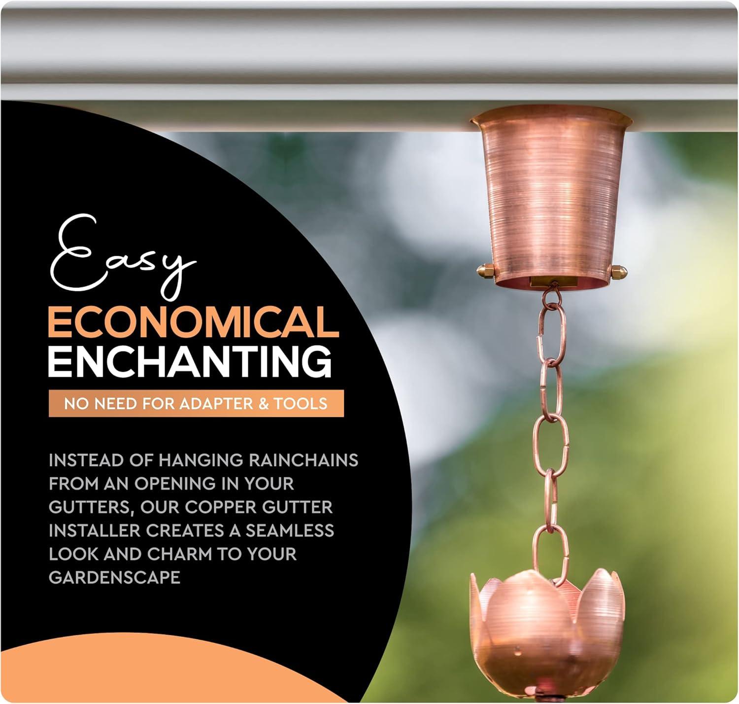 Marrgon 2 Inch Copper Gutter Adapter - Rain Chain Hanger & Diverter