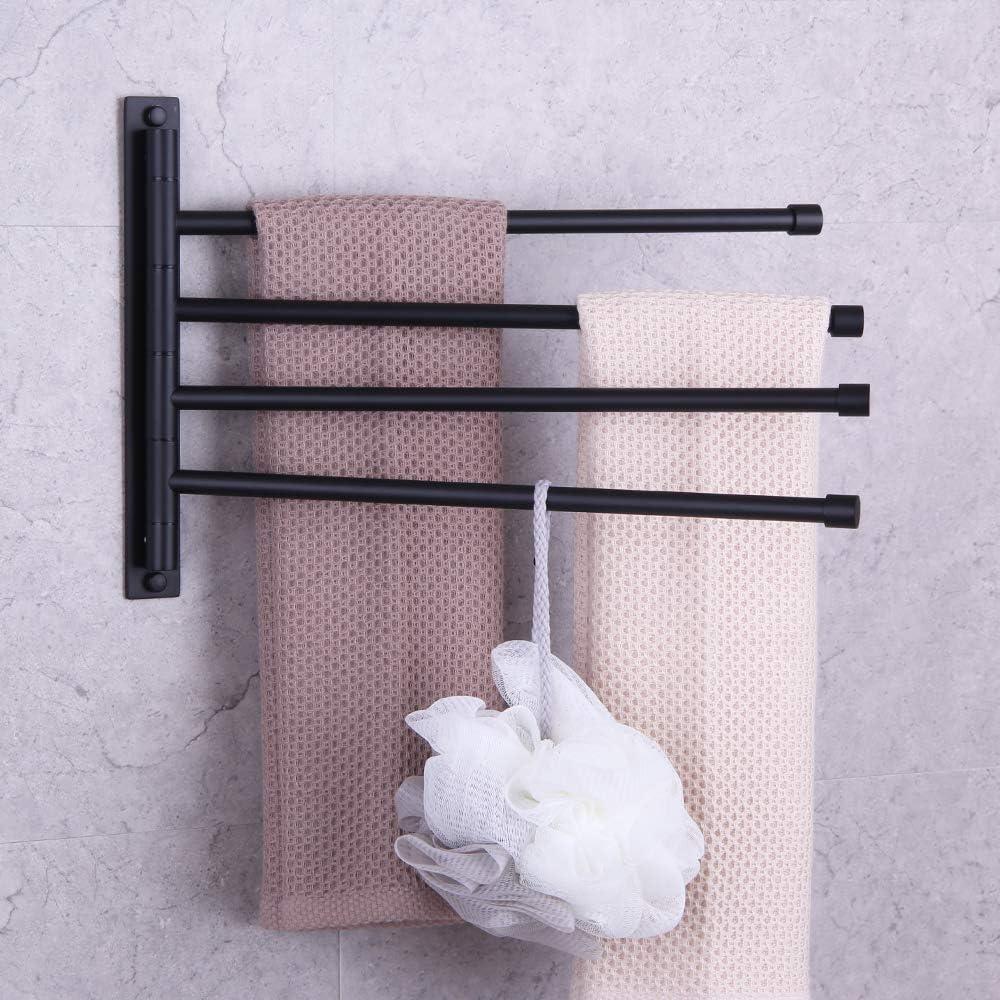 Matte Black Stainless Steel 4-Arm Swivel Towel Bar