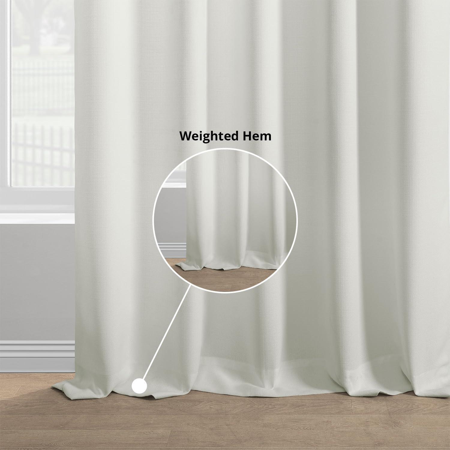 HPD Half Price Drapes Magnolia Off White Italian Faux Linen Room Darkening Curtains with Rod Pocket - 1 Panel - Window Curtains for Living Room & Curtains for Bedroom, 50W X 84L