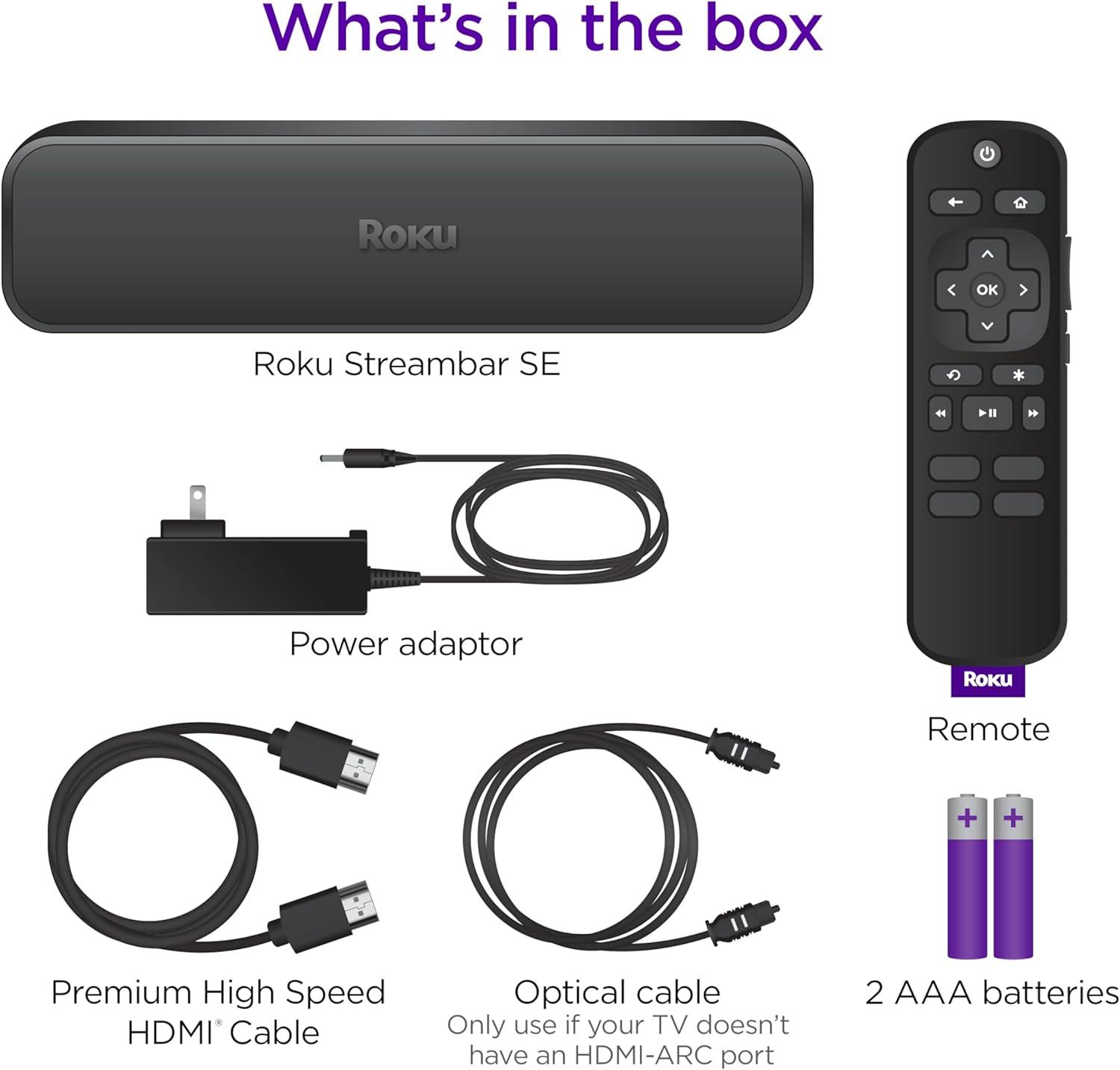 Roku Streambar SE 2-in-1 TV Soundbar with Built-in Streaming, Premium Speakers, & Enhanced Speech Clarity