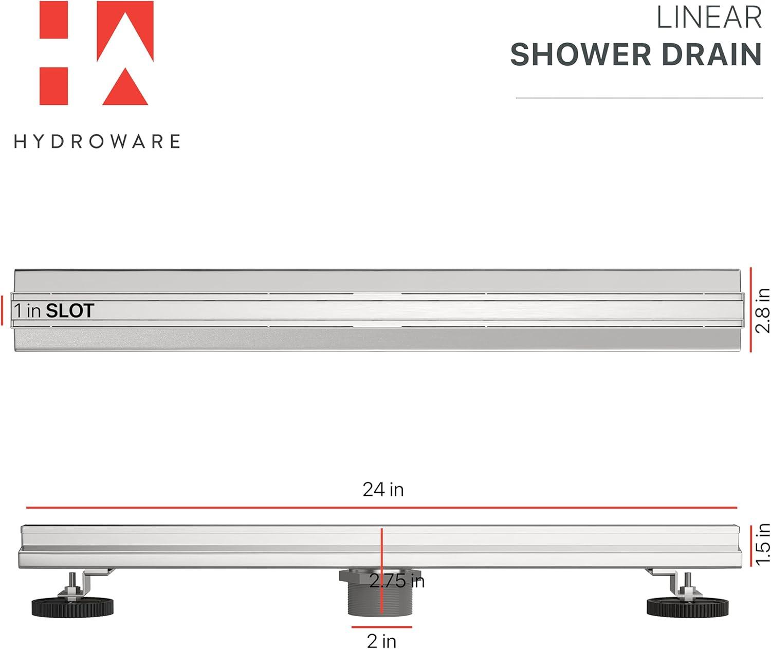 24" Modern Linear Shower Drain – 1" Slim Slot Design