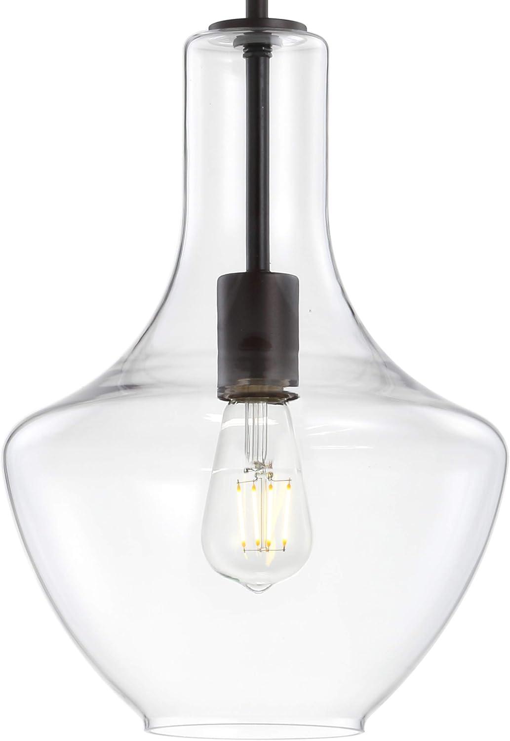 JONATHAN Y Watts 1-Light Mid-Century Modern Iron/Glass LED Pendant