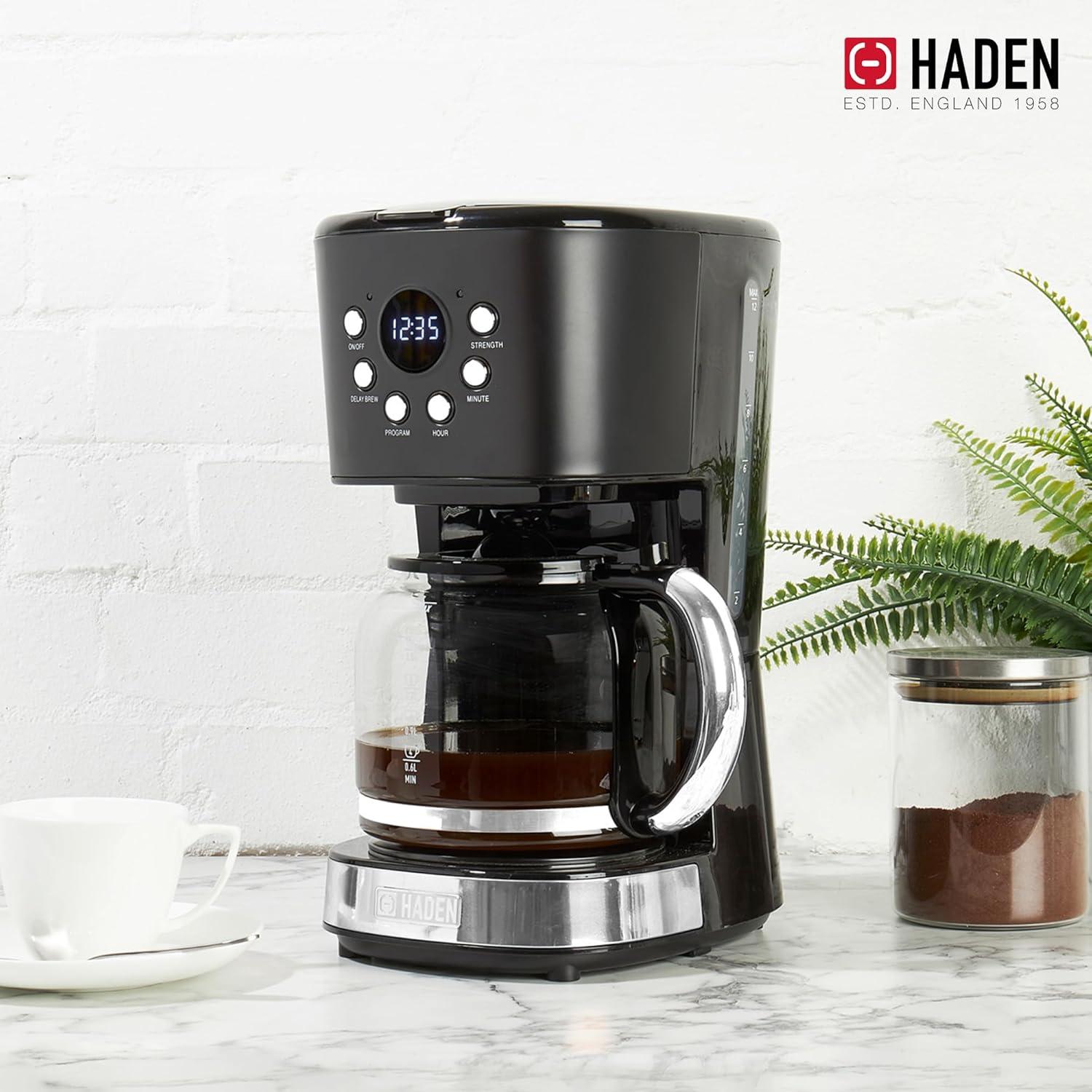 HADEN Heritage Black and Chrome 12-Cup Programmable Coffee Maker