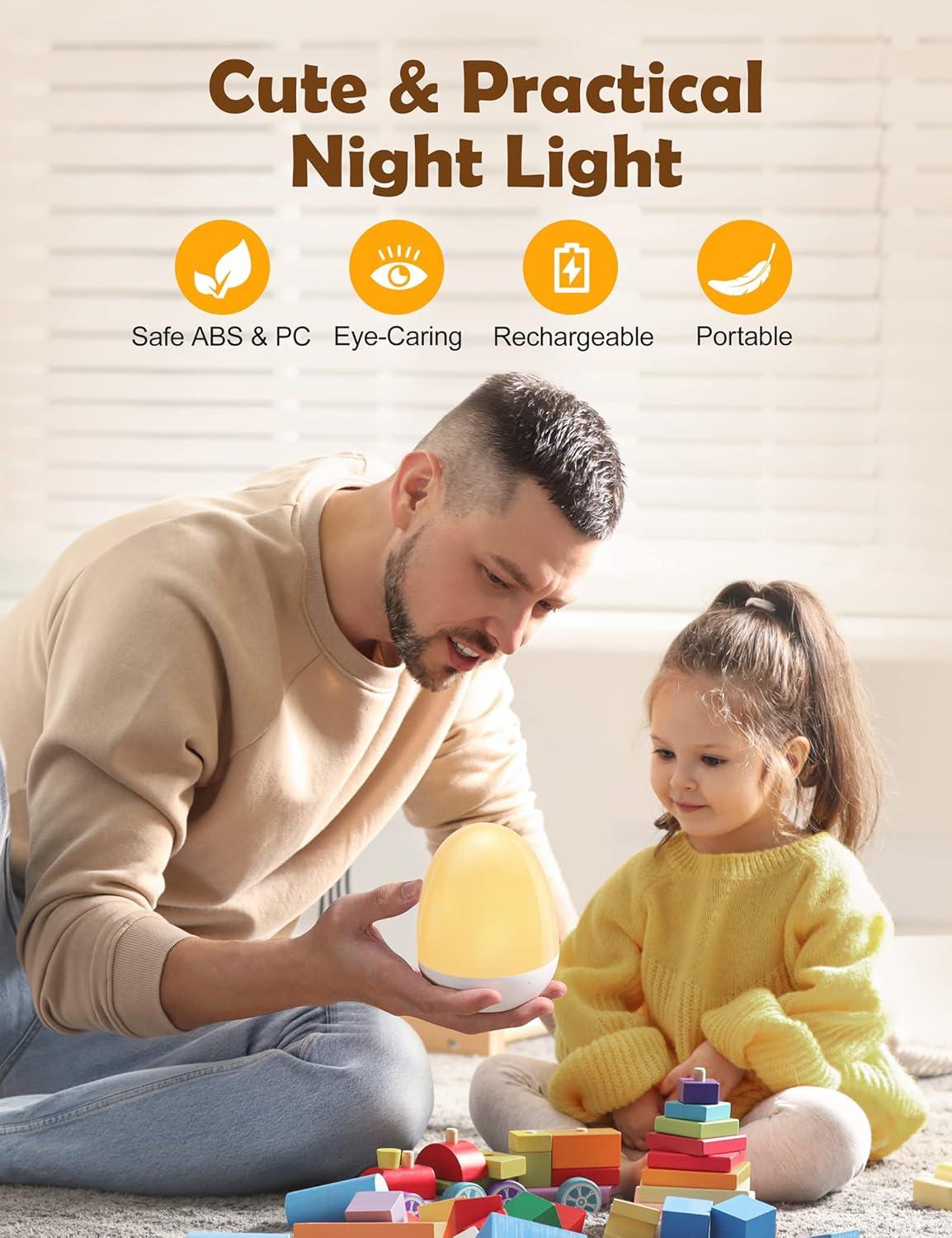 Portable Egg-Shaped White Touch Control Nursery Night Light