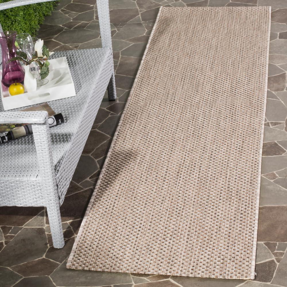 SAFAVIEH Courtyard Finnian Solid Indoor/Outdoor Runner Rug, Beige/Brown, 2'3" x 18'