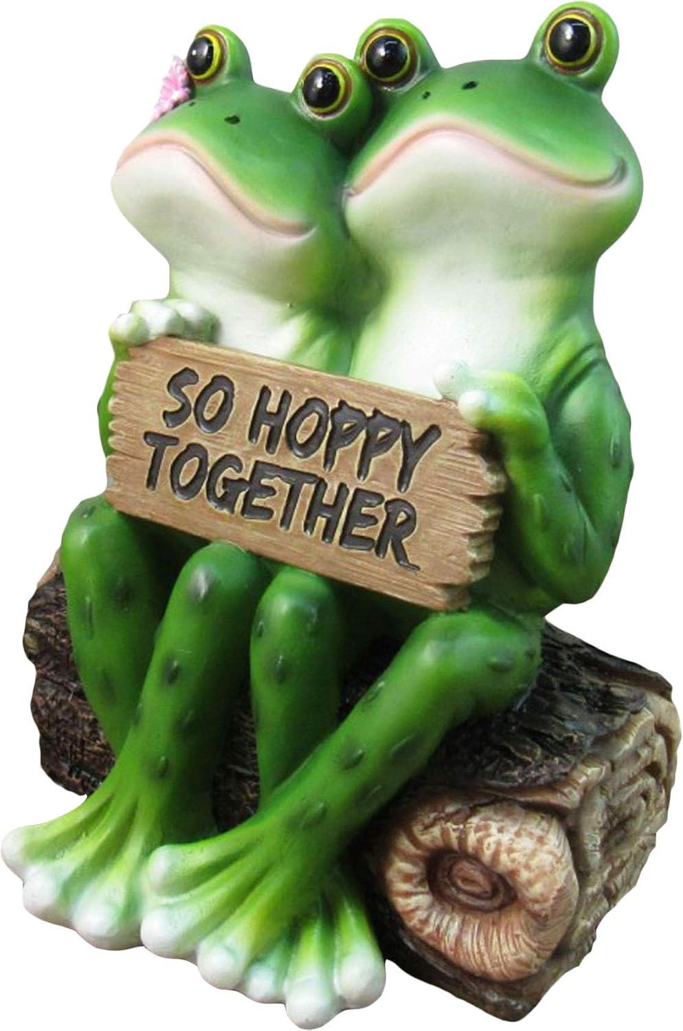 "So Hoppy Together" Adorable Amphibian Couple Decorative Resin Frogs Figure