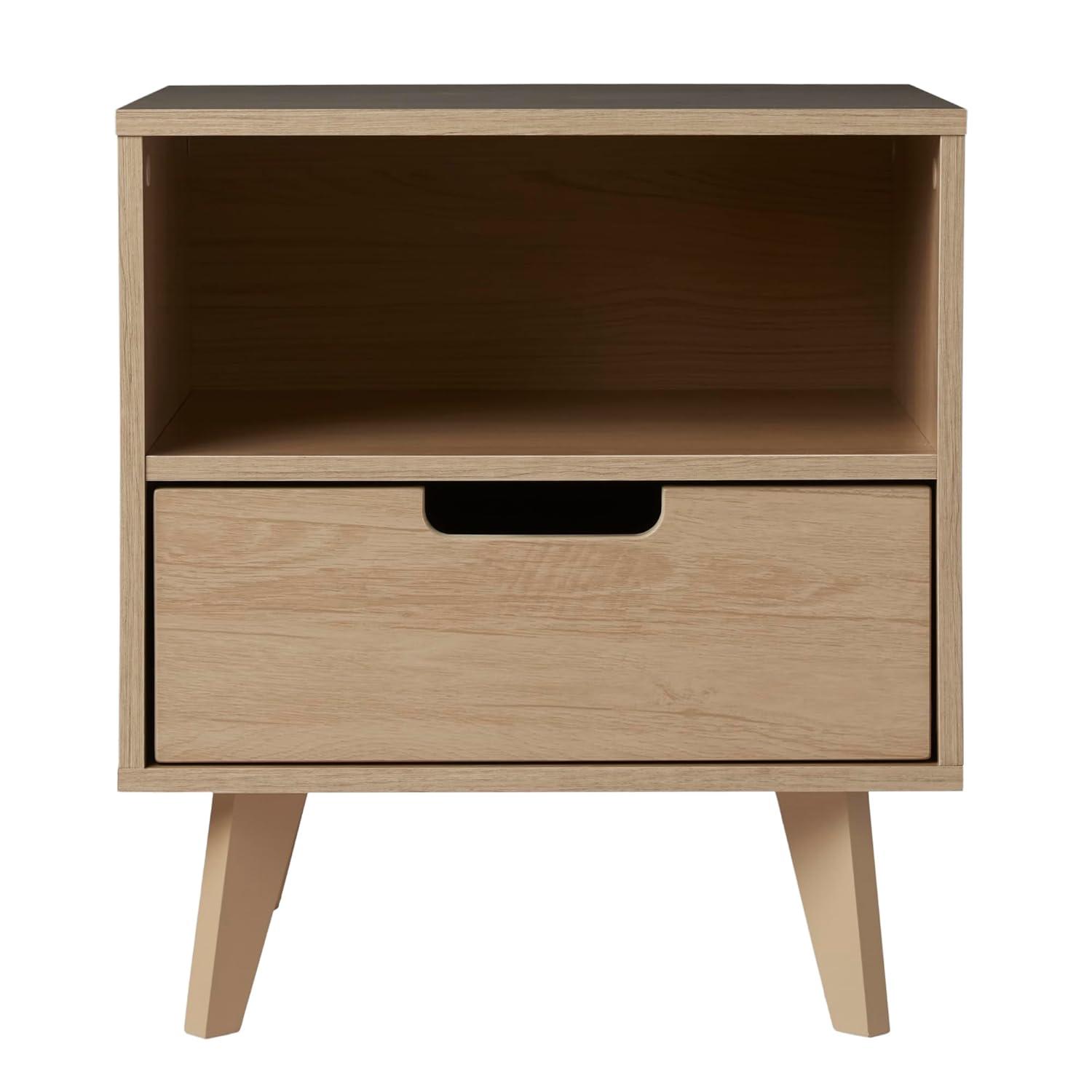 George Oliver Antoinette Modern 1-Drawer Nightstand with Open Cubby - Riviera