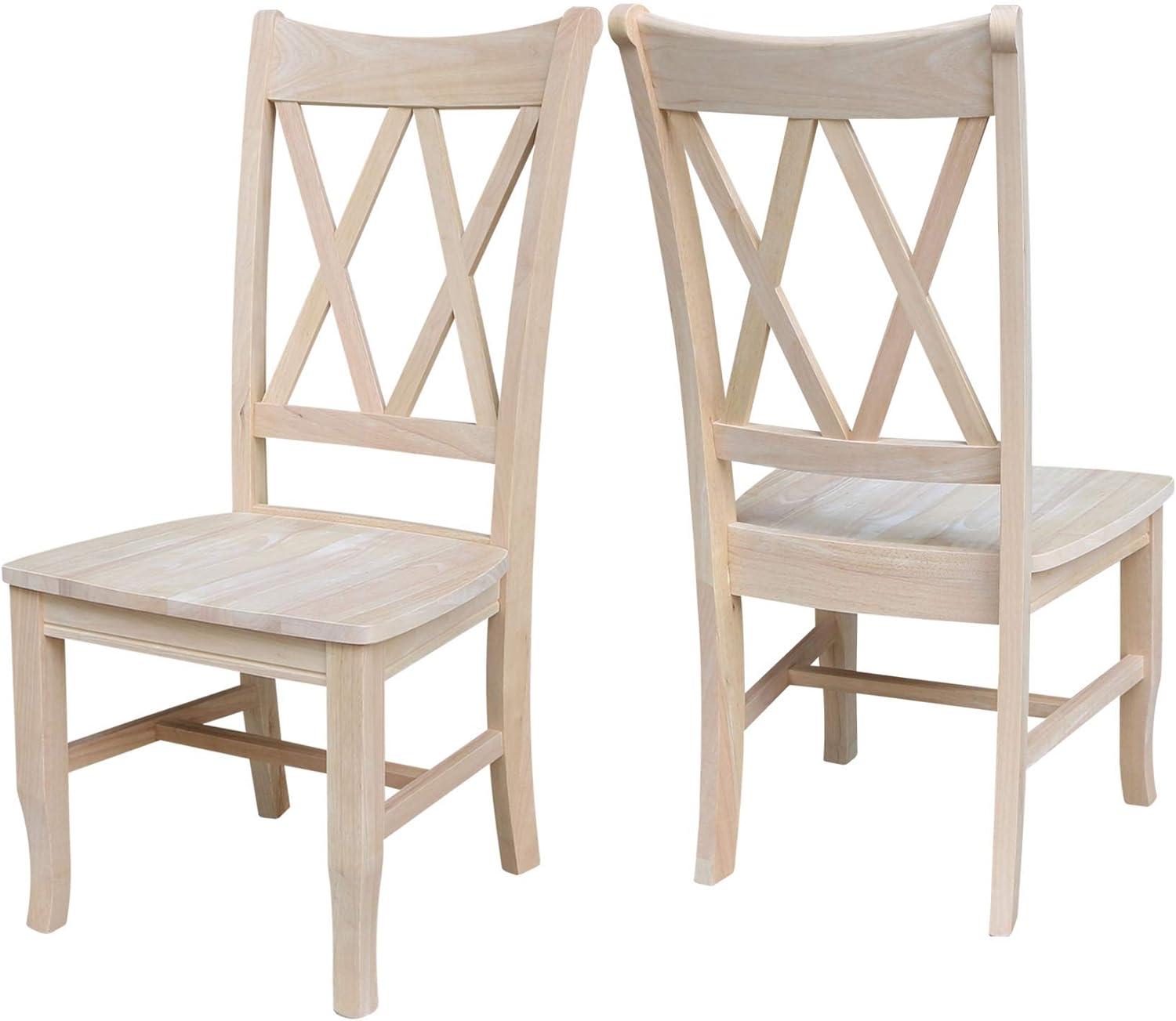 Set Of 2 Double X Back Chair Unfinished - International Concepts: Solid Wood, Armless, Unupholstered