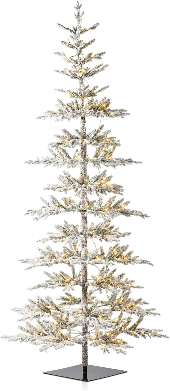 Glitz Design Glitzhome 9ft Deluxe Pre-Lit Flocked Pine Artificial Christmas Tree with 650 Warm White