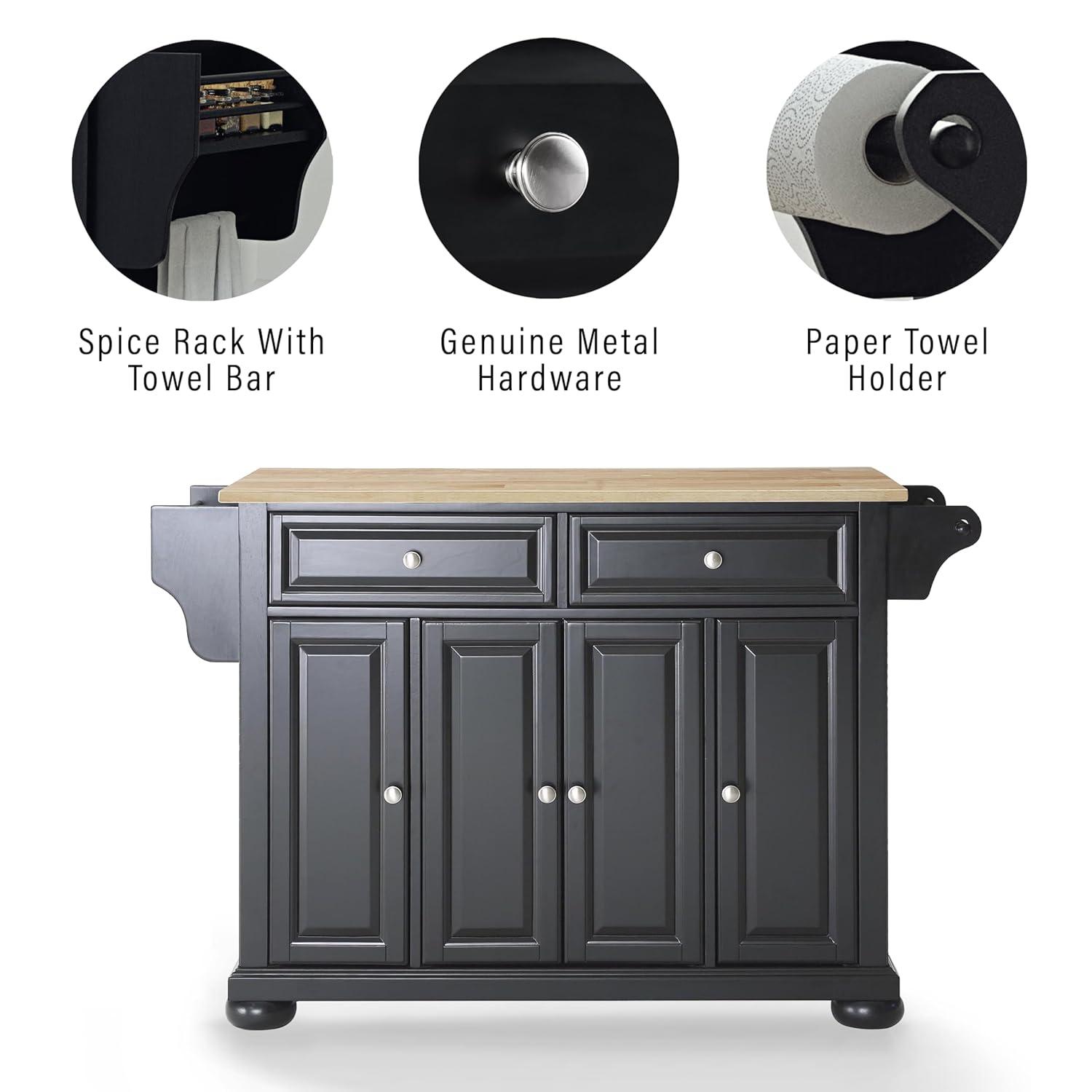 Alexandria Wood Top Full Size Kitchen Island/Cart Mahogany - Crosley: 8 Shelves, 2 Drawers, Adjustable Storage