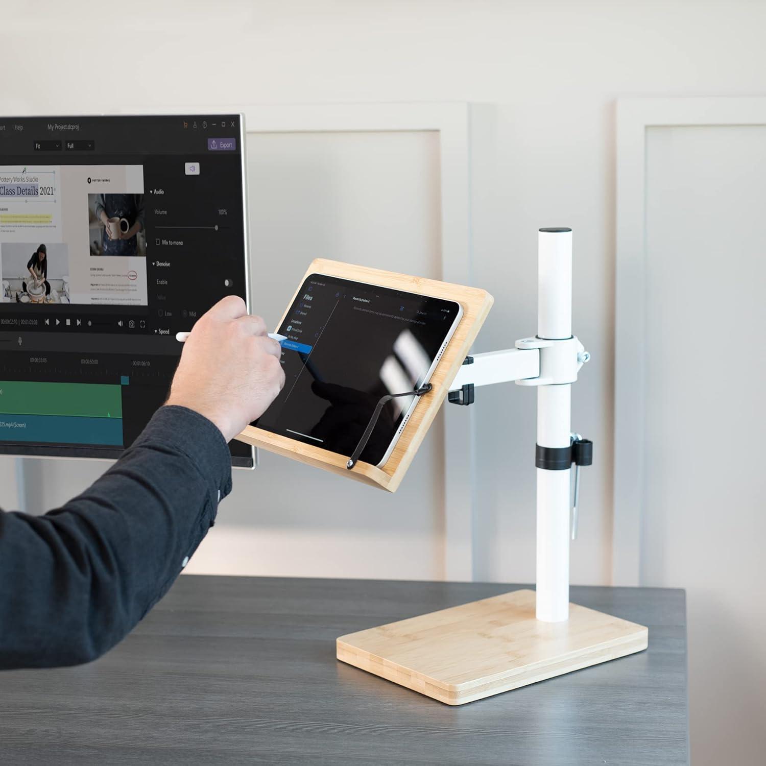 VIVO Light Wood / White Adjustable Bamboo Book Stand for Hands Free Reading