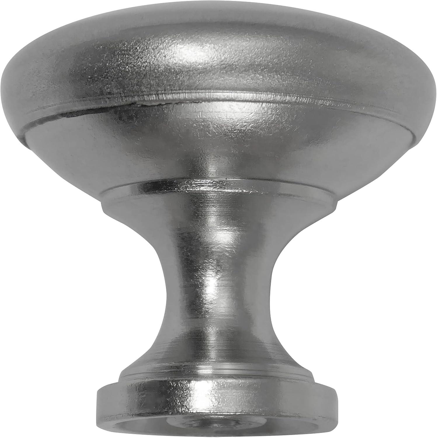 Satin Nickel Round Cabinet Knob with Mounting Hardware