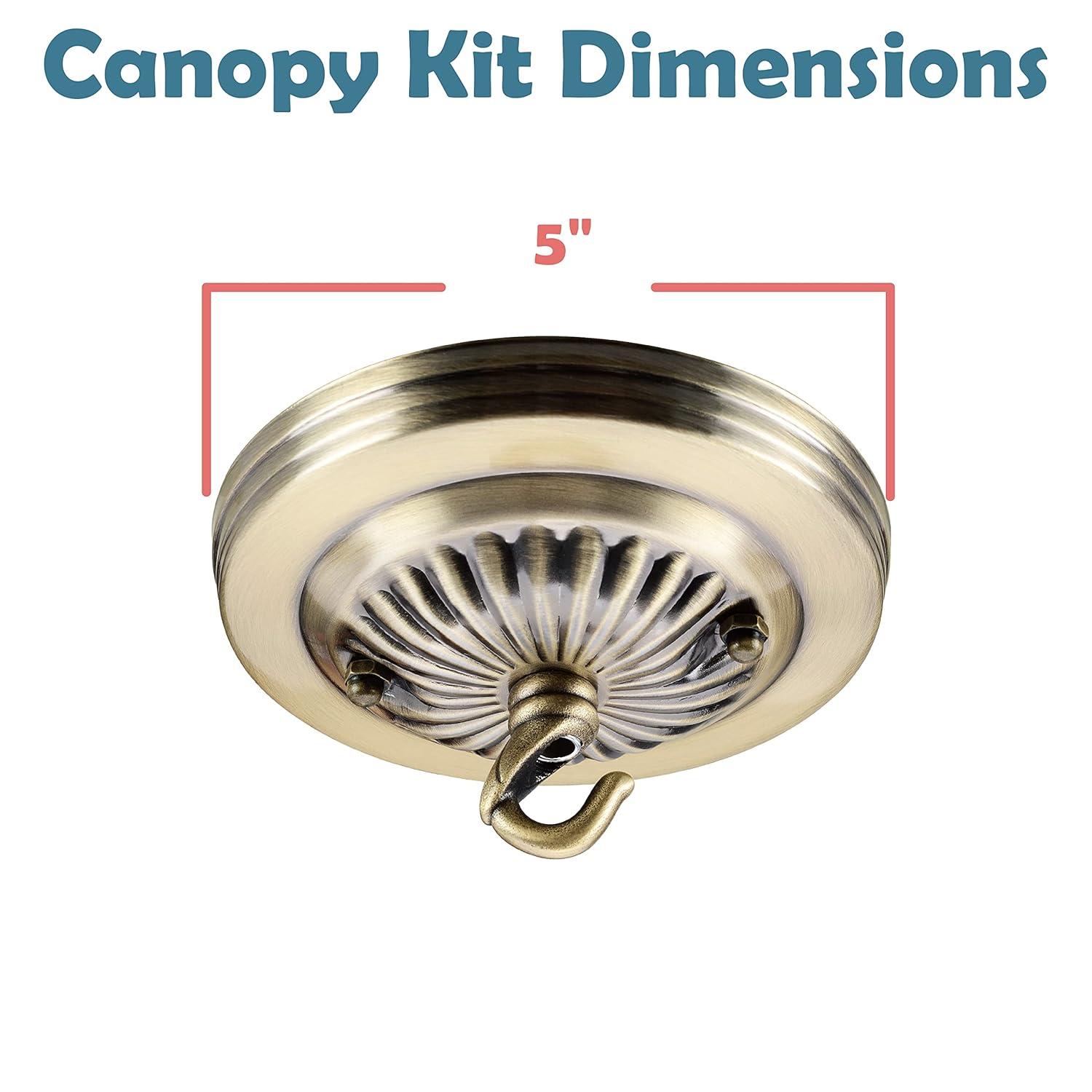 Aspen Creative 21514-21 Canopy Kit, 5"D with Hook, 7/16" Center Hole, Antique Brass