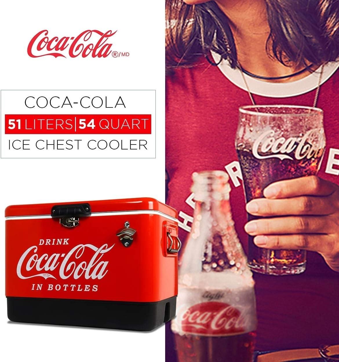 Coca-Cola Coca-Cola Ice Chest Cooler with Bottle Opener, 51L (54 qt), 85 Cans
