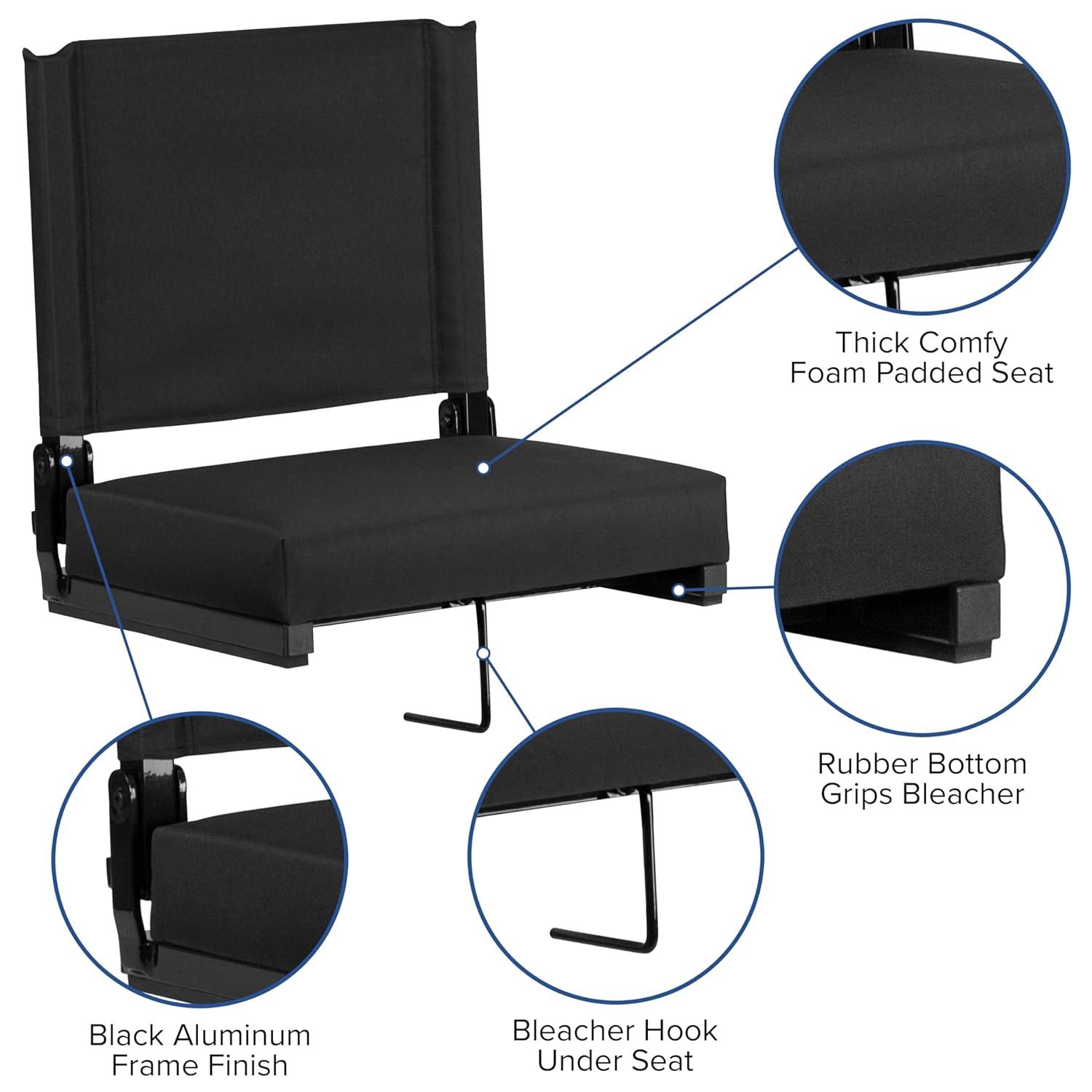 Flash Furniture Grandstand Portable Folding Padded Stadium Seat for Bleachers or Benches, Black