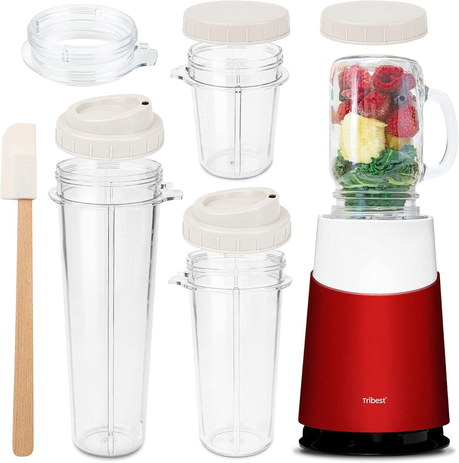 Tribest Personal Blender II Mason Jar Ready (Basic 12-Piece Set) – Red