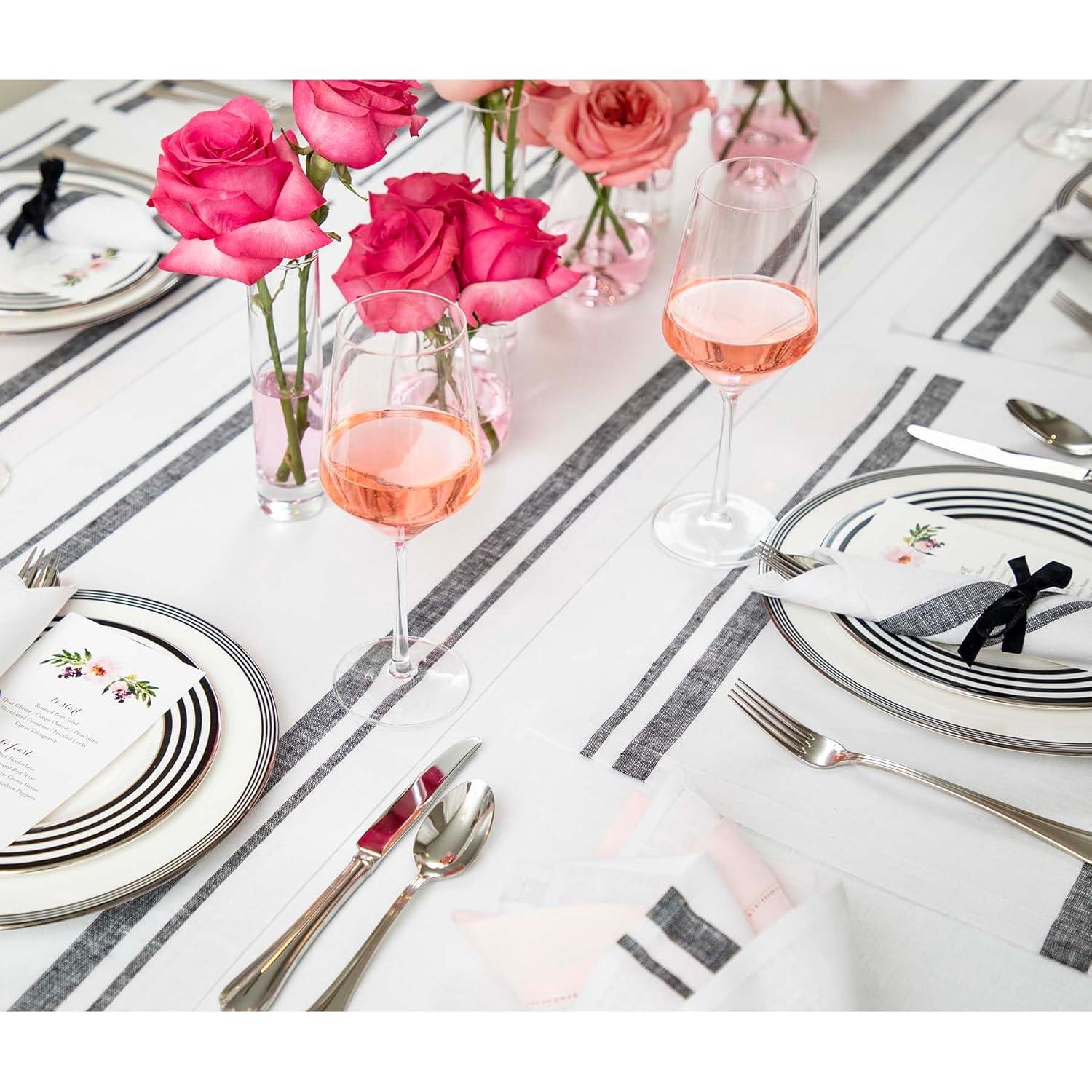 Solino Home French Stripe - 100% Pure Linen Table Runner