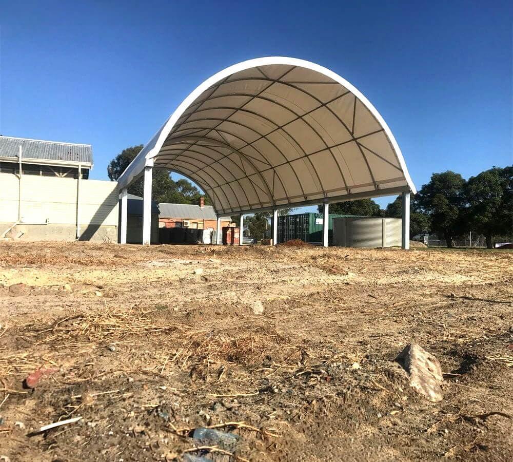 Shipping Container Canopy Shelter Kit - 20'(L) x 20'(W) 21 Oz 610 GSM PVC White Cover Storage Container Roof with Back End Wall - Snow, UV and Weather-Resistant