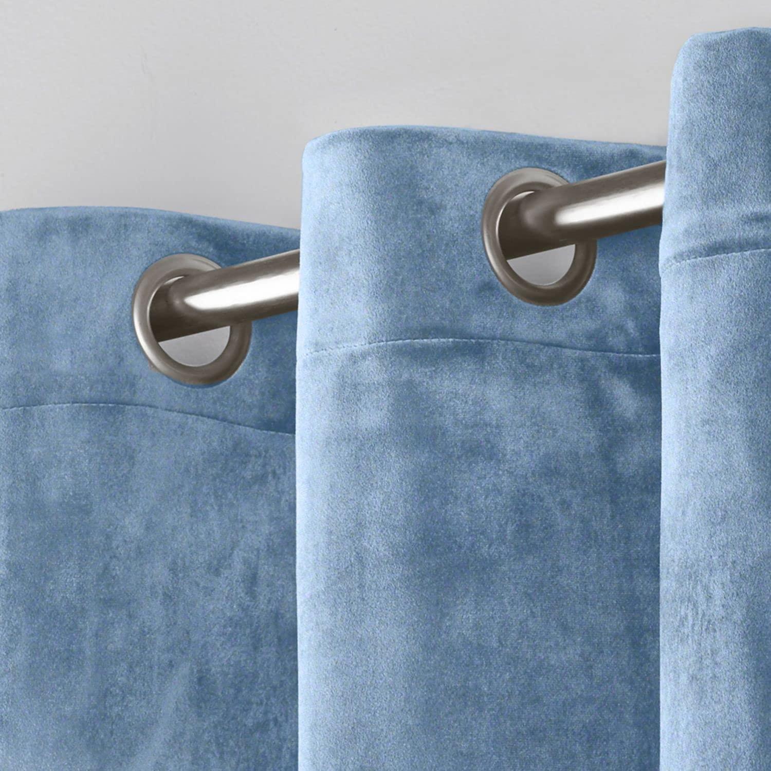 Amalgamated Textiles Exclusive Home Velvet Heavyweight Light Filtering Grommet Top Curtain Panel Pair