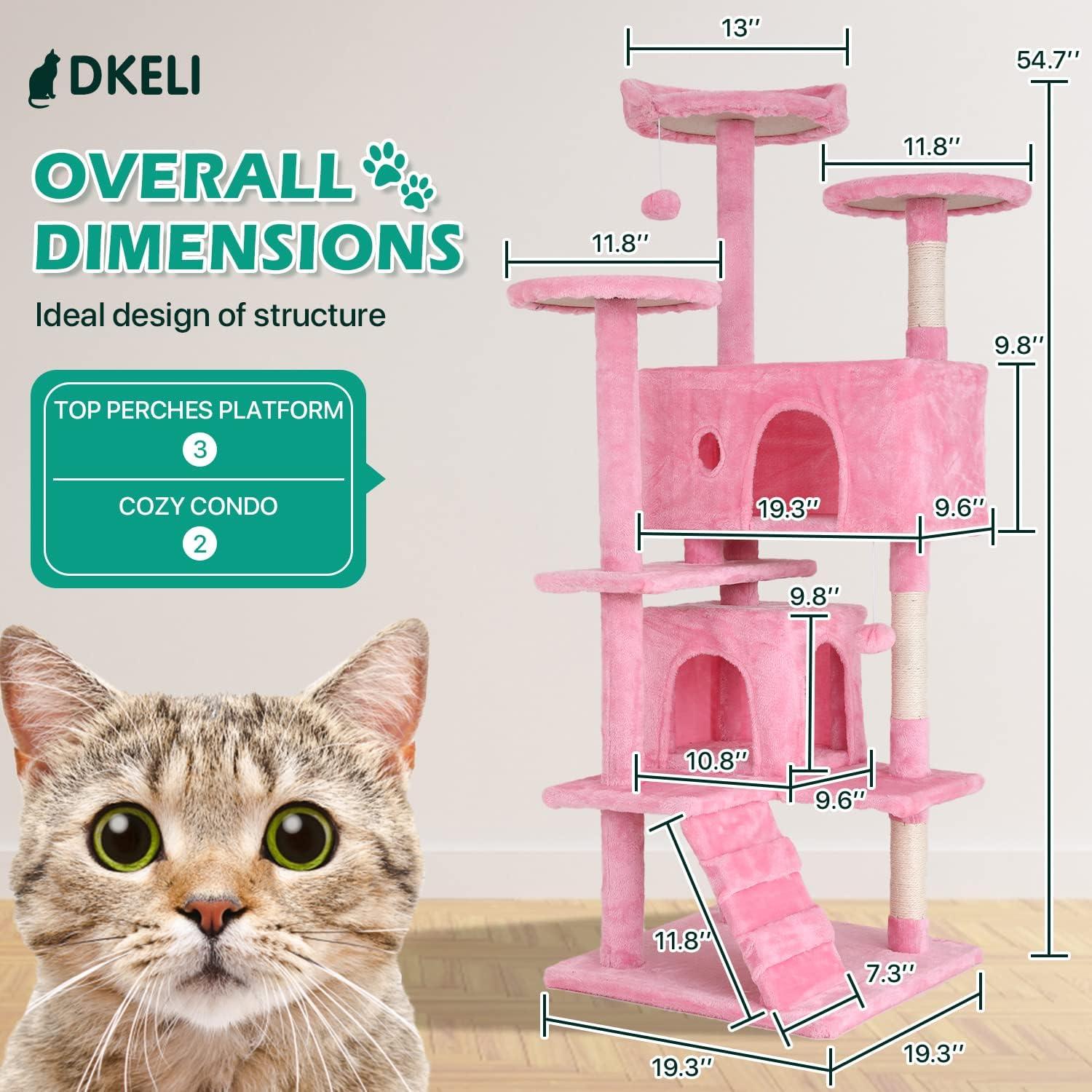 Tucker Murphy Pet™ Cat Tree With Large Top Perch, Plush Hammock, Cat Shelves And Dangling Pompom, Cat Scratching Posts And 2 Condos Houses