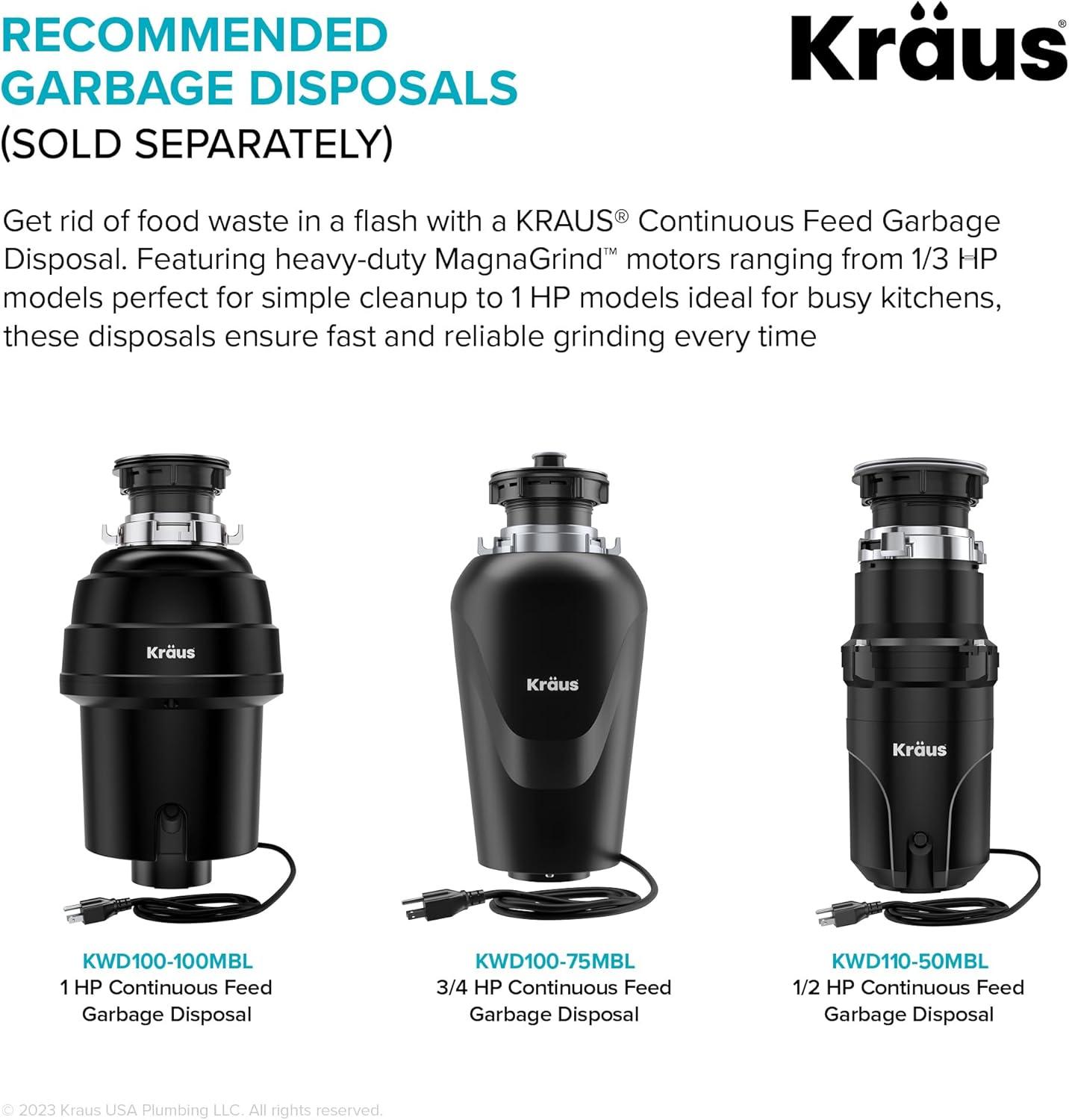 KRAUS Kore™ Workstation 33" L Farmhouse Modern Flat Apron Front 16 Gauge Black Stainless Steel Single Bowl Kitchen Sink